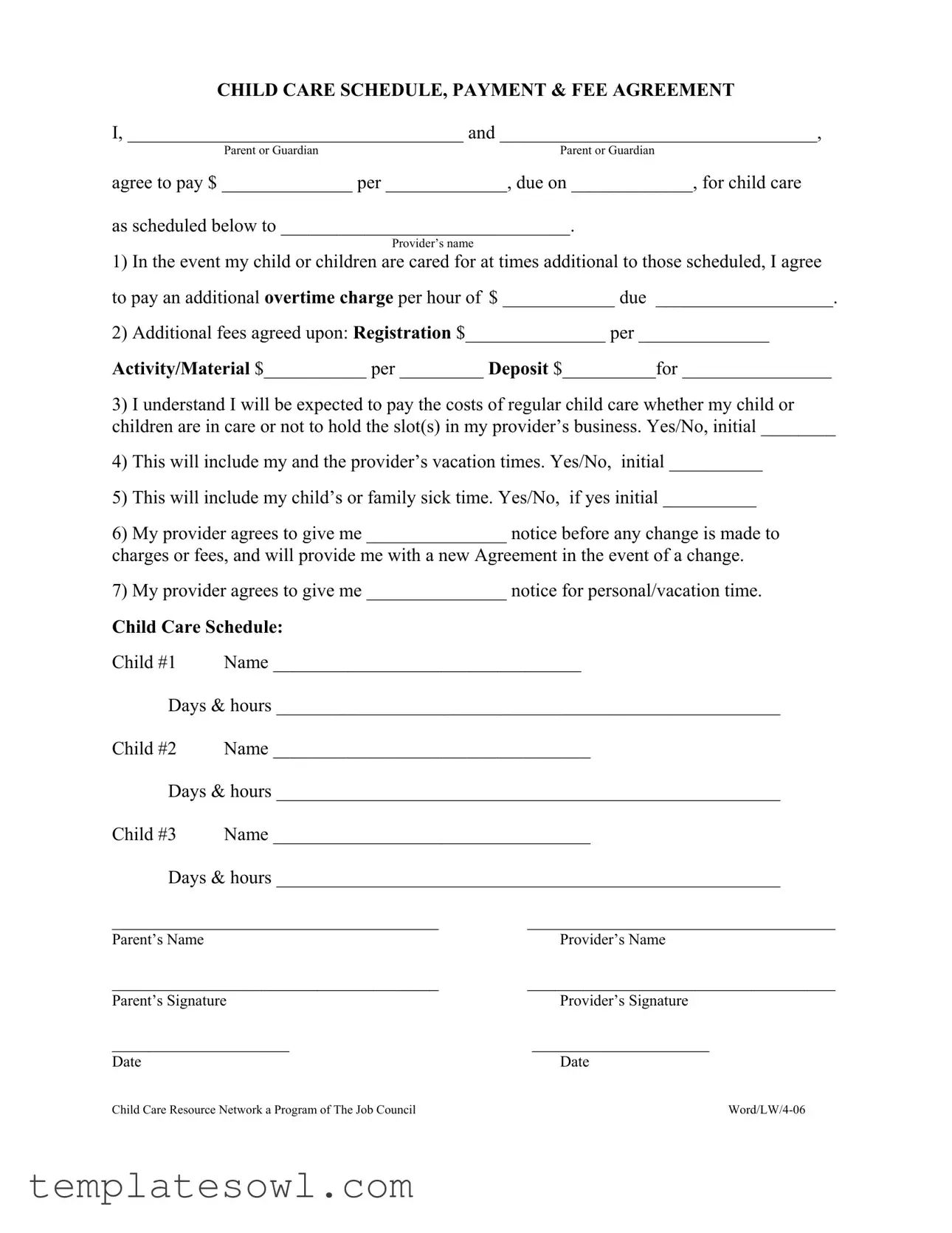 Fill Out Your Babysitting Contract Sample Form