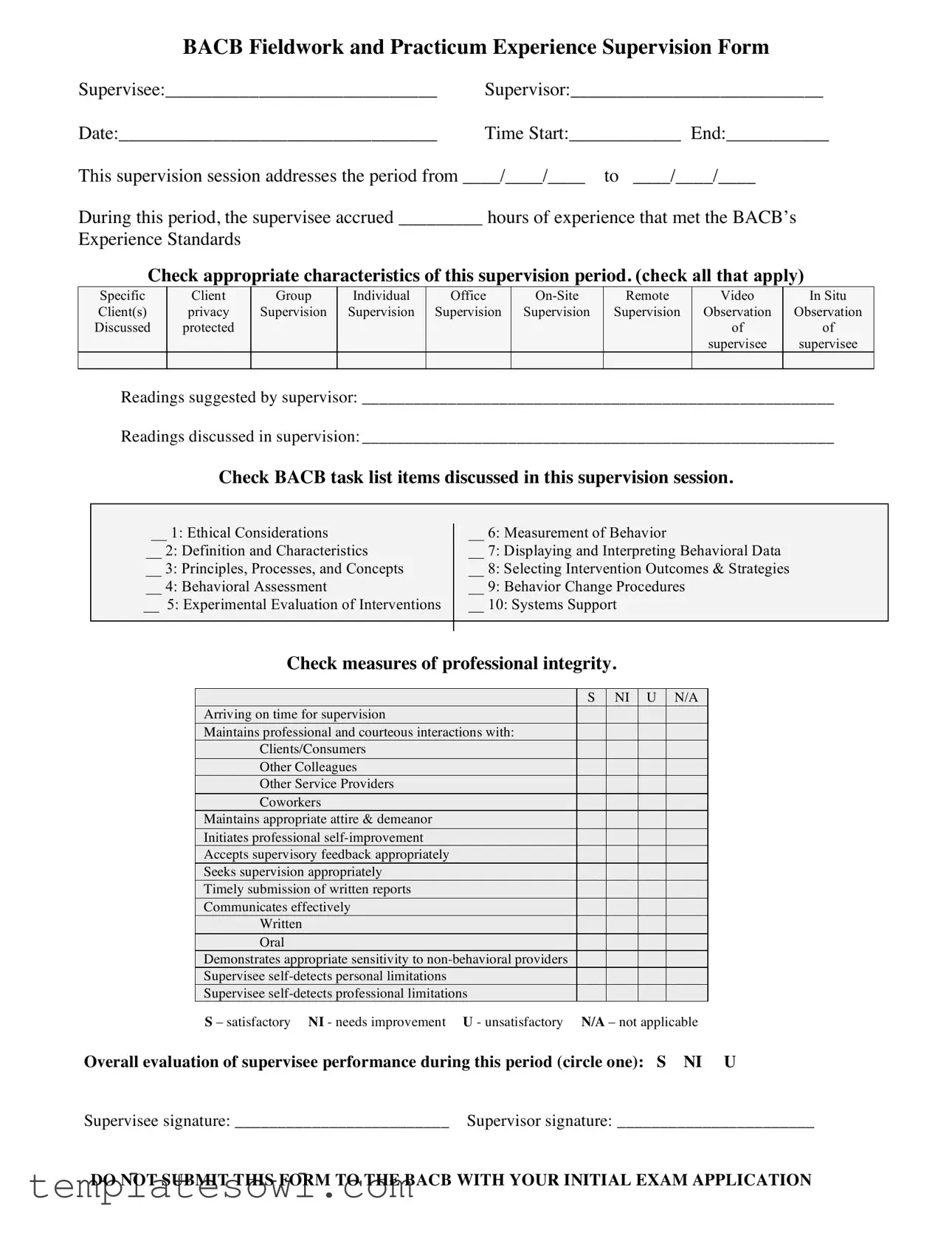 Fill Out Your Bacb Fieldwork Form