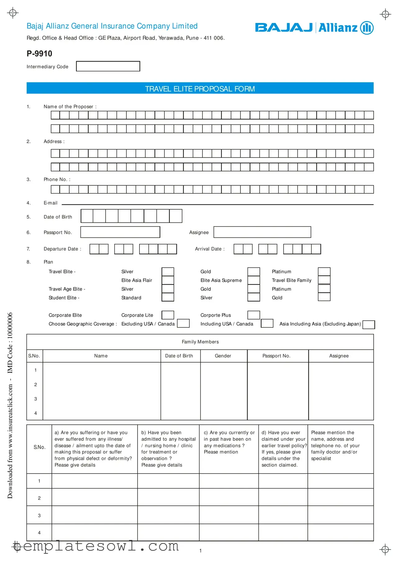 Fill Out Your Bajaj Allianz Travel Form