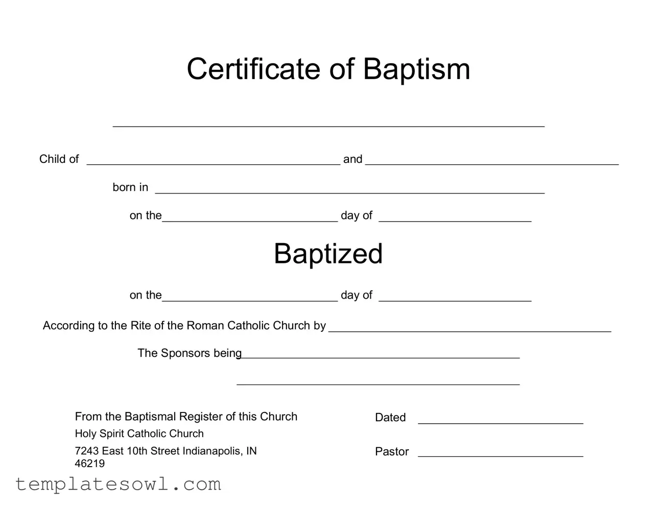 Fill Out Your Baptism Certificate Form
