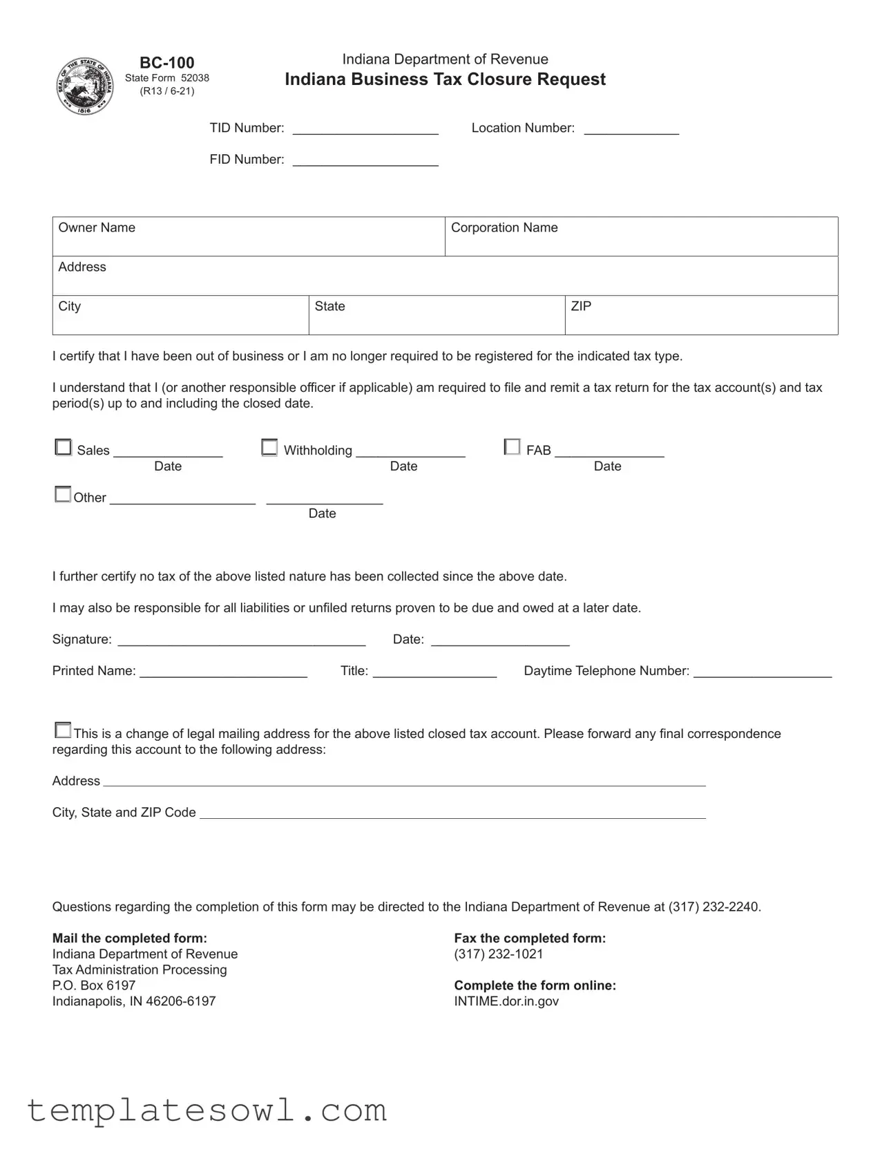 Fill Out Your Bc 100 Form