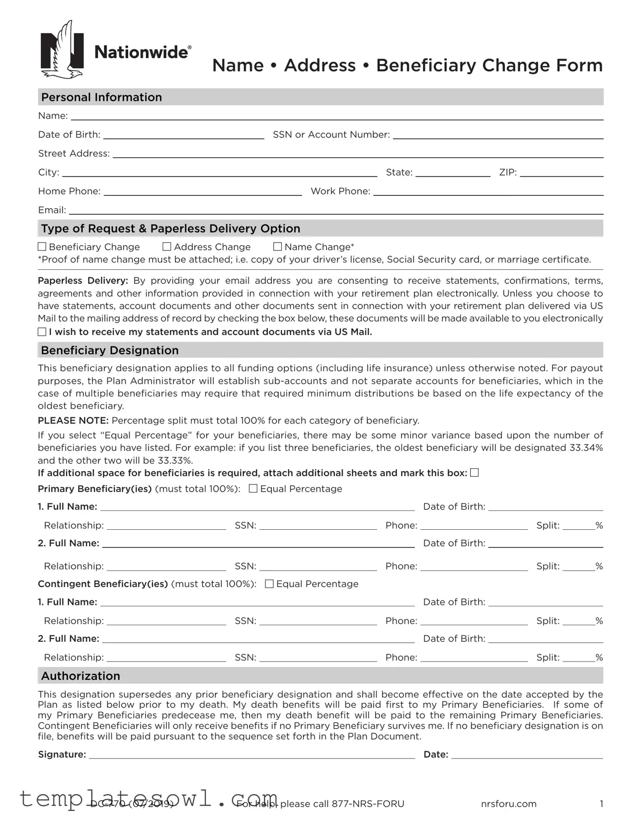 Fill Out Your Beneficiary Change Form
