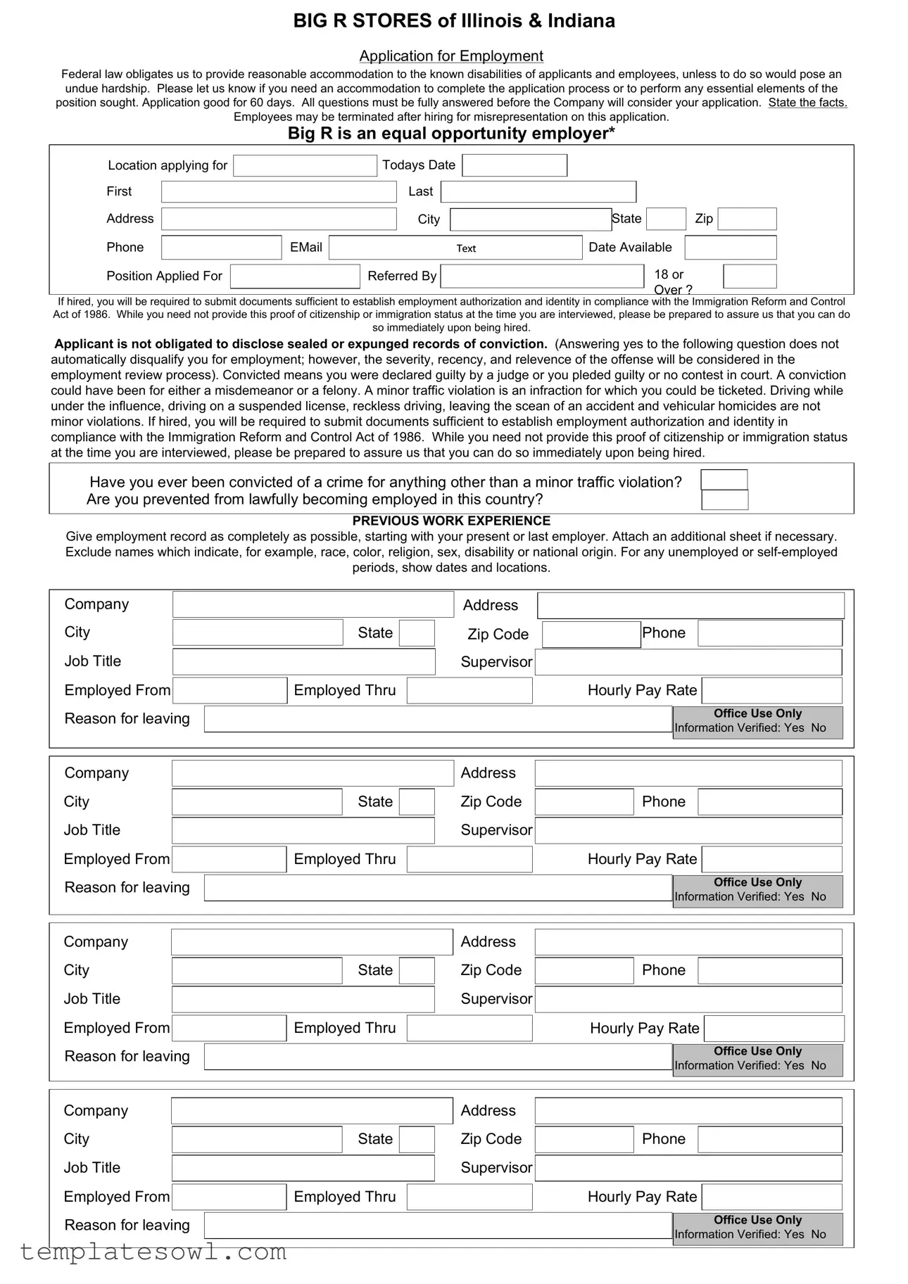 Fill Out Your Bigronline Com Careers Form