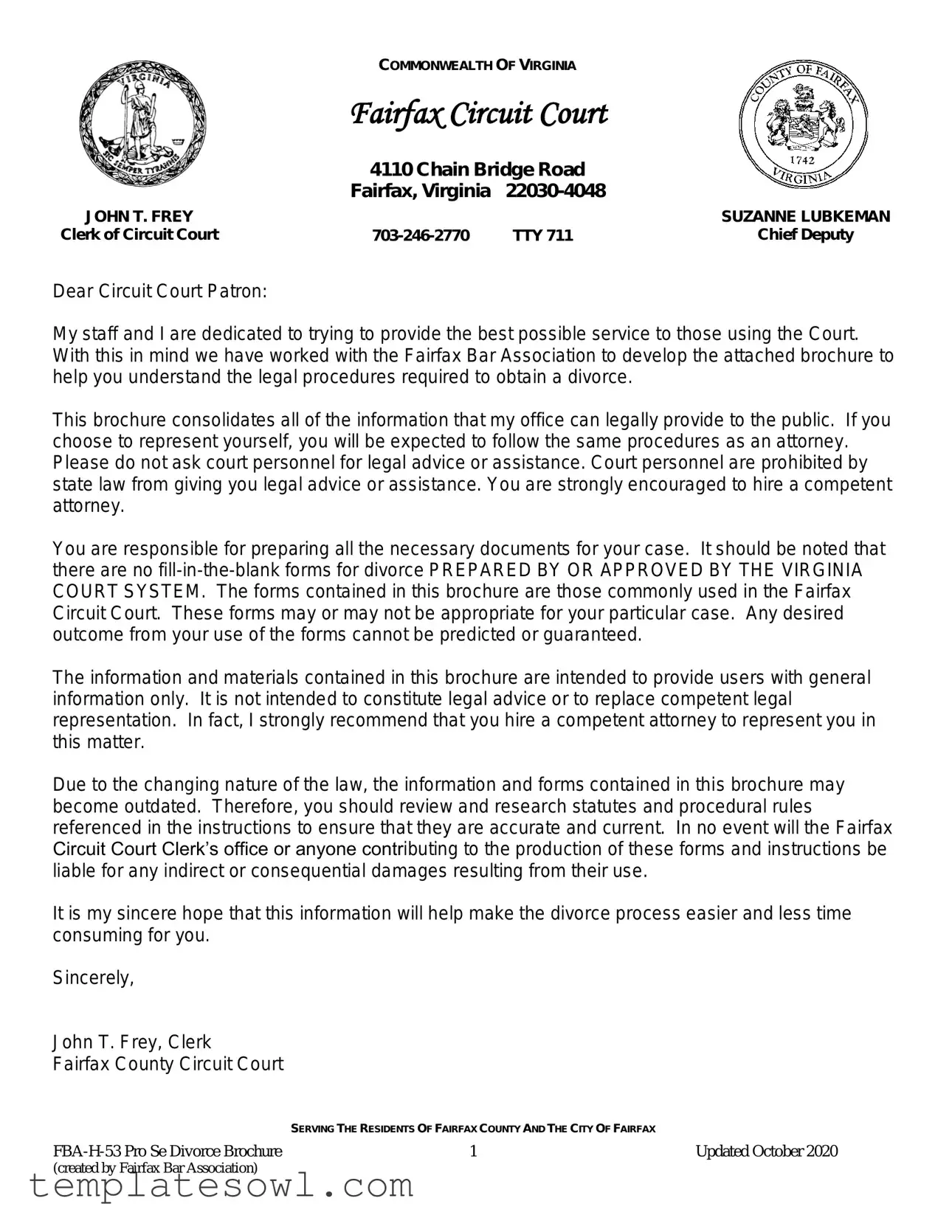 Fill Out Your Bill Divorce Virginia Sample Form