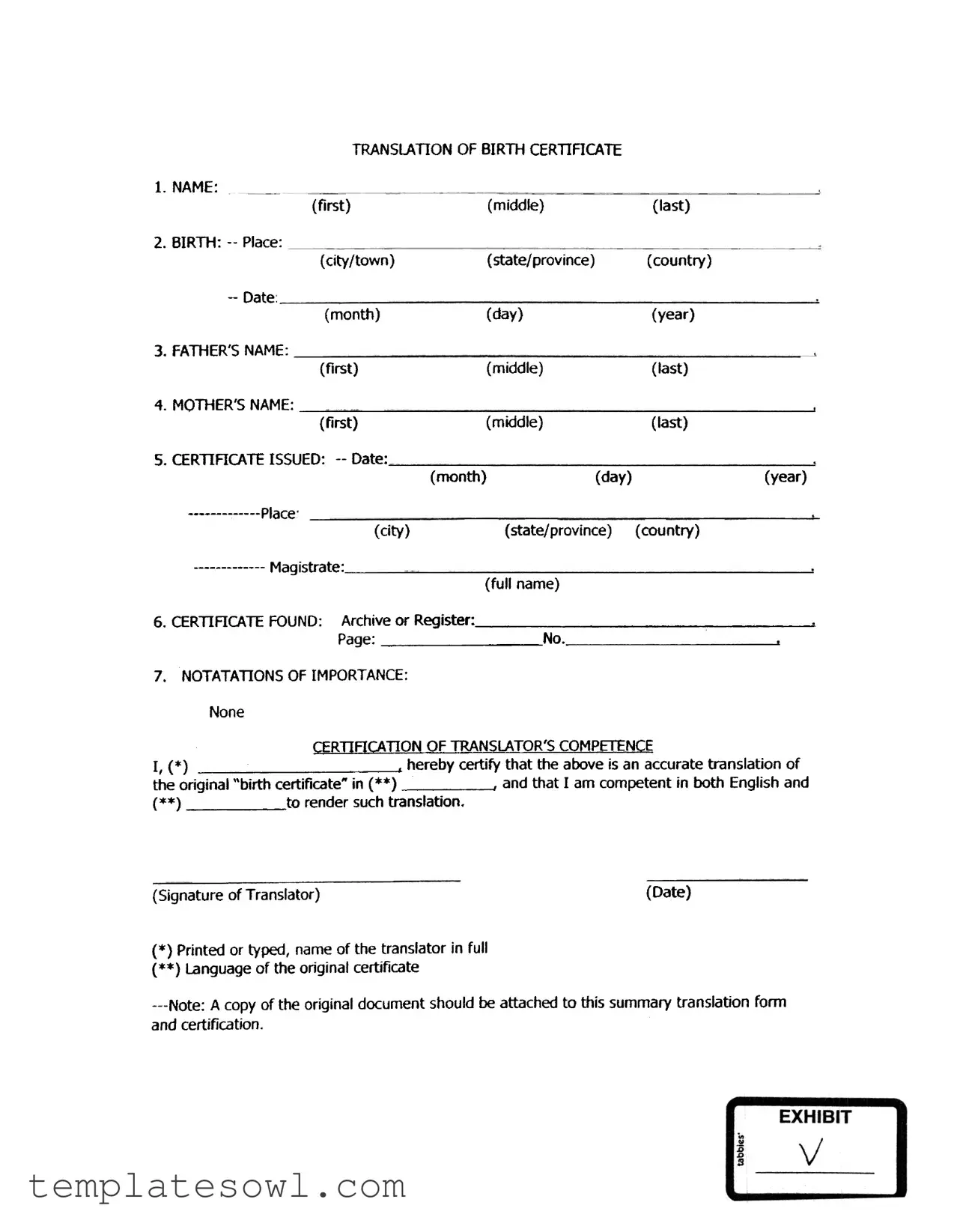 Fill Out Your Birth Certificate Form