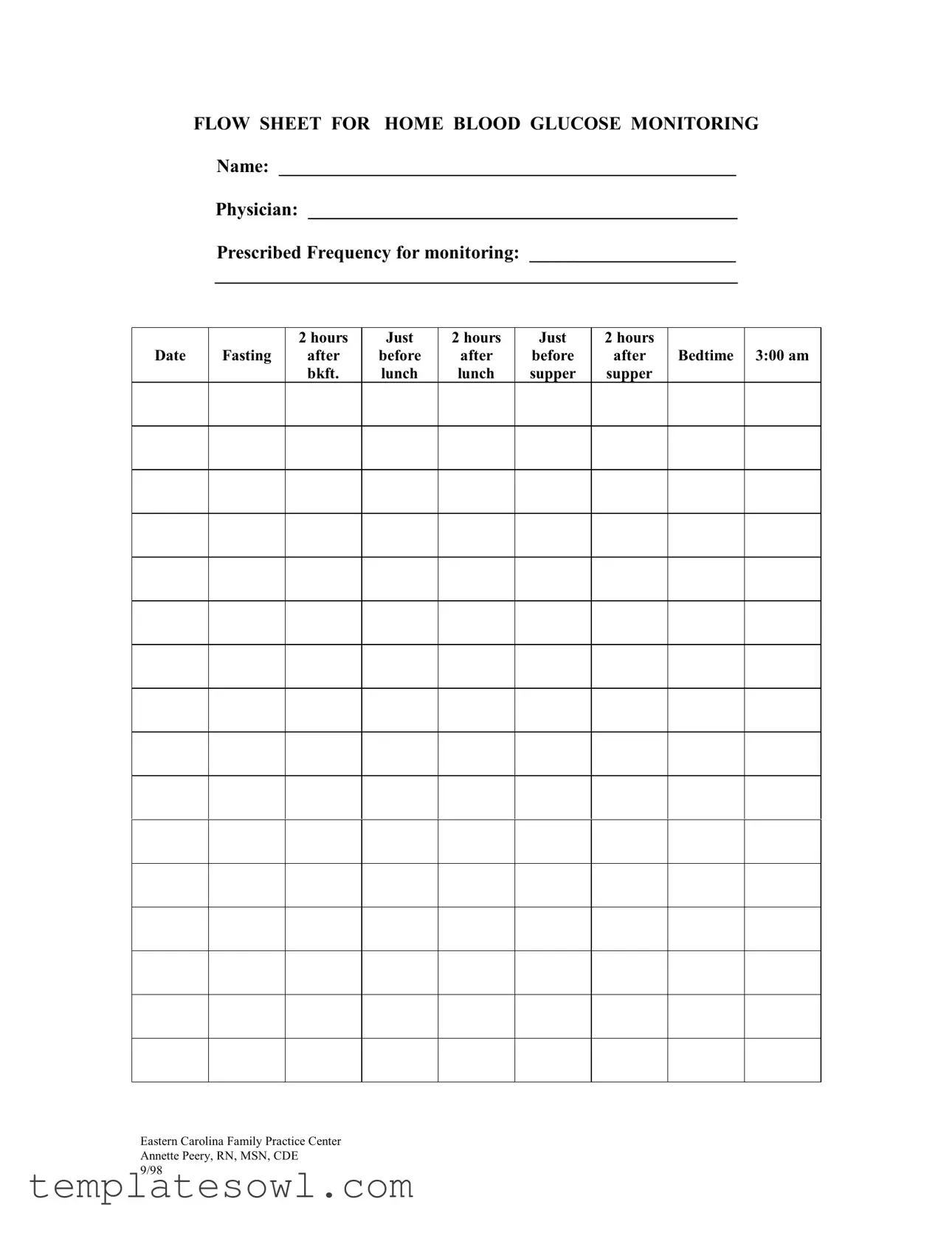 Fill Out Your Blood Glucose Monitoring Form