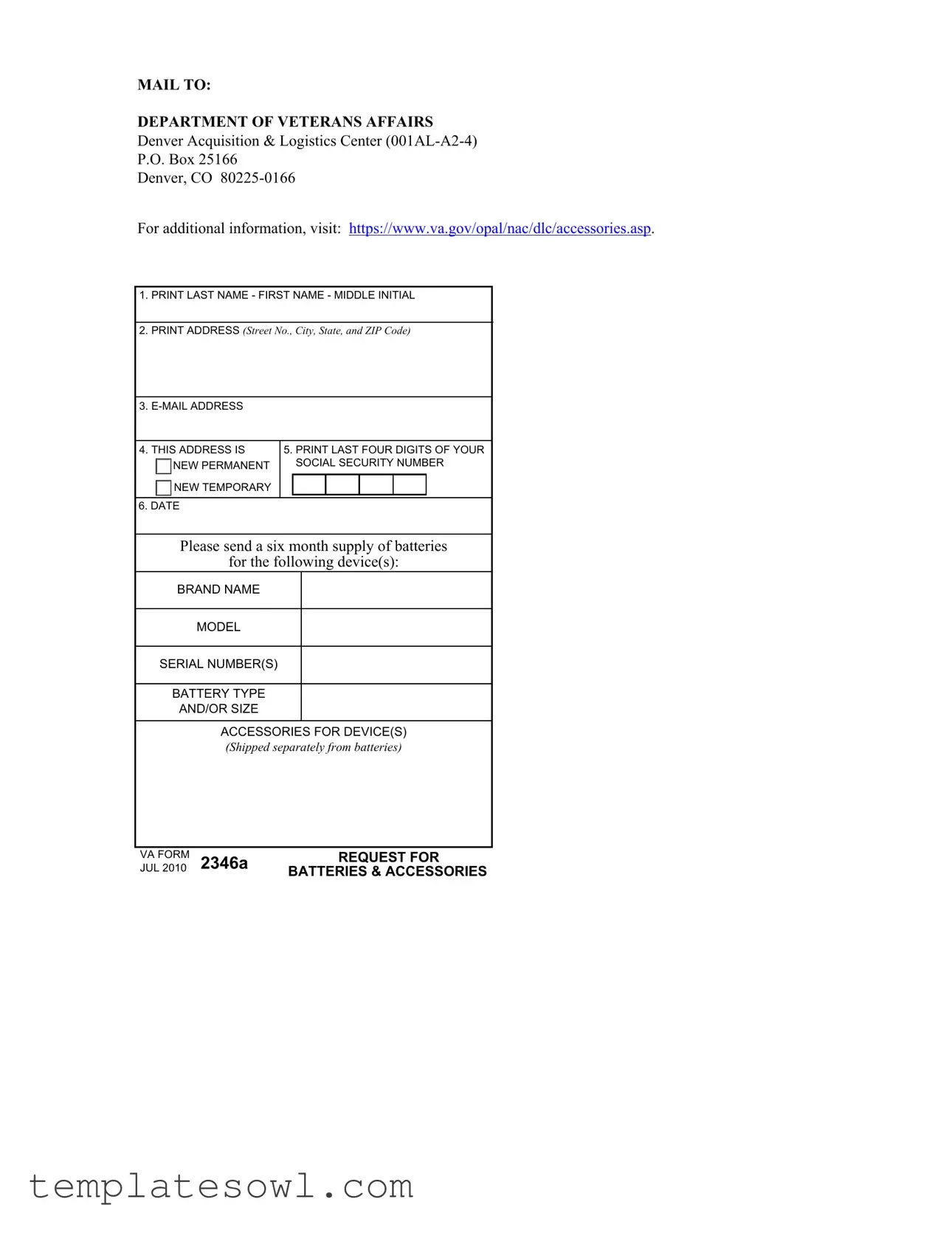 Fill Out Your Blue Va 2346 Form