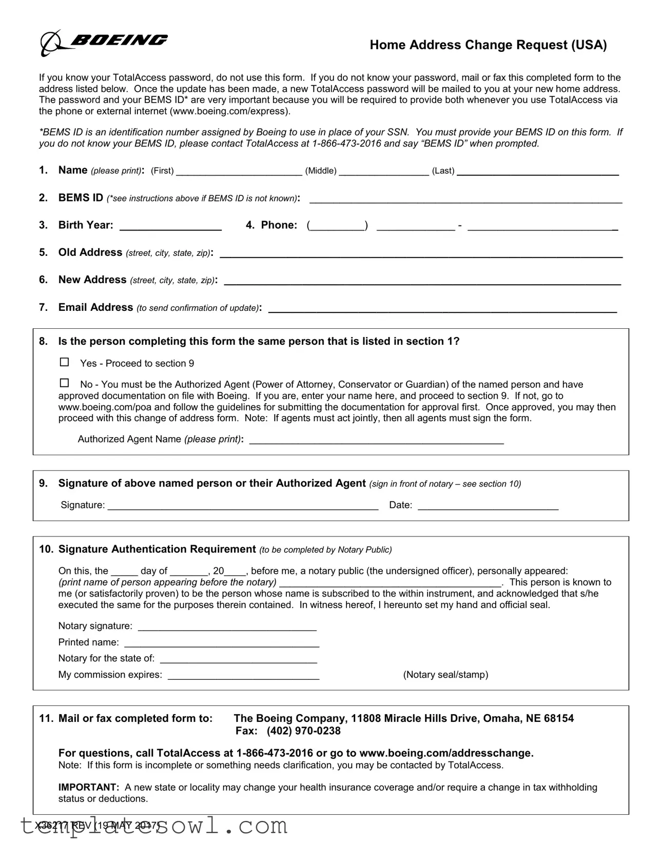 Fill Out Your Boeing Address Change Request Form