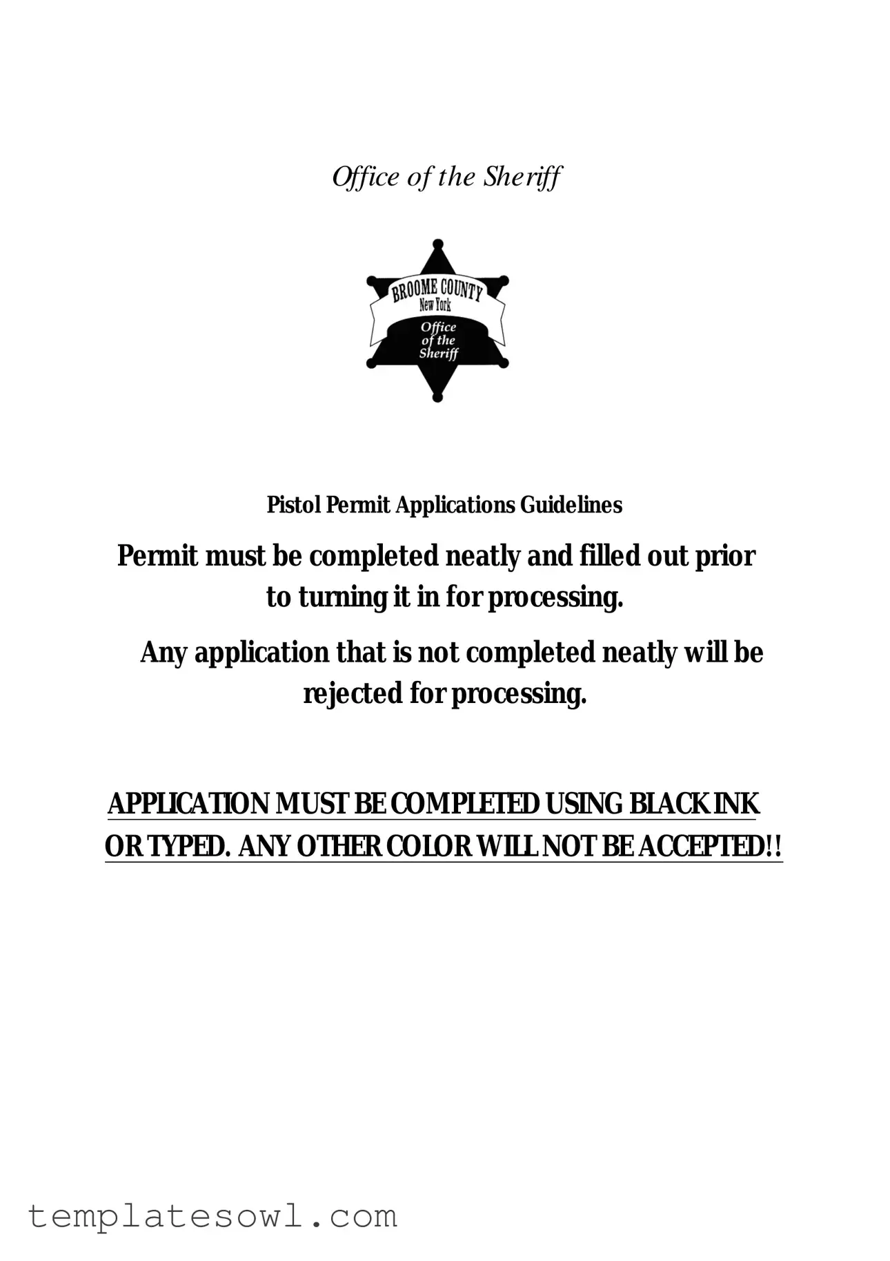 Fill Out Your Broome Count Pistol Permit Form
