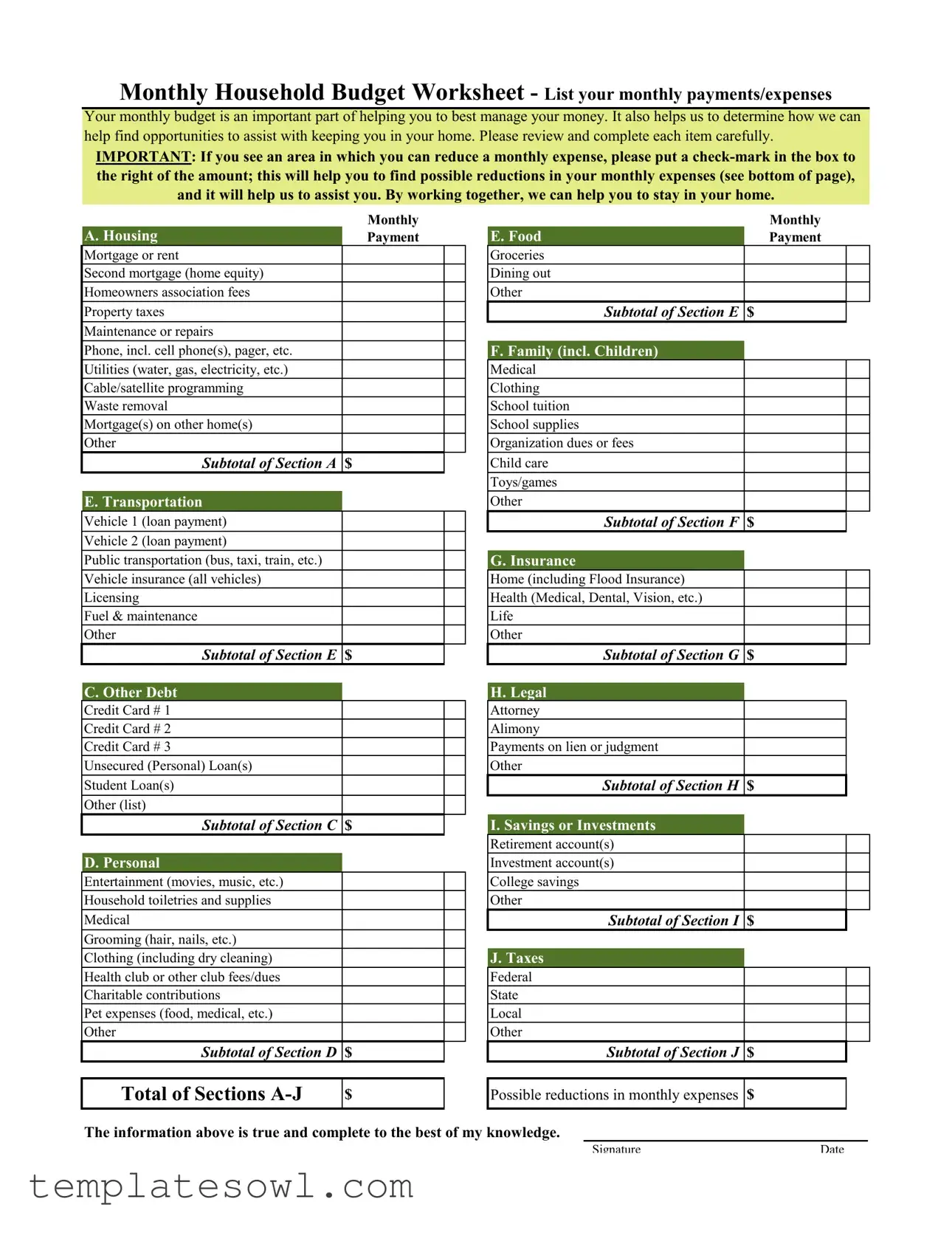 Fill Out Your Budget Form