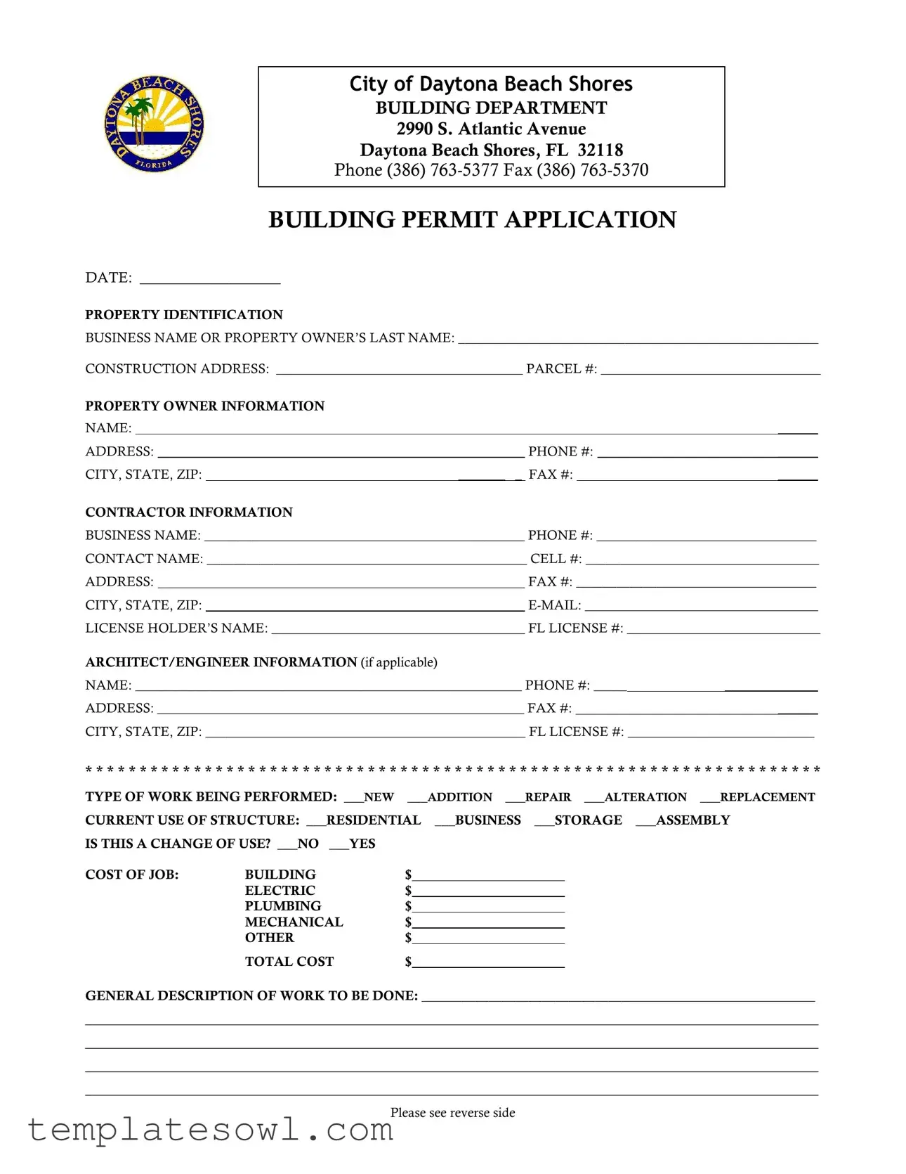 Fill Out Your Building Permit Form