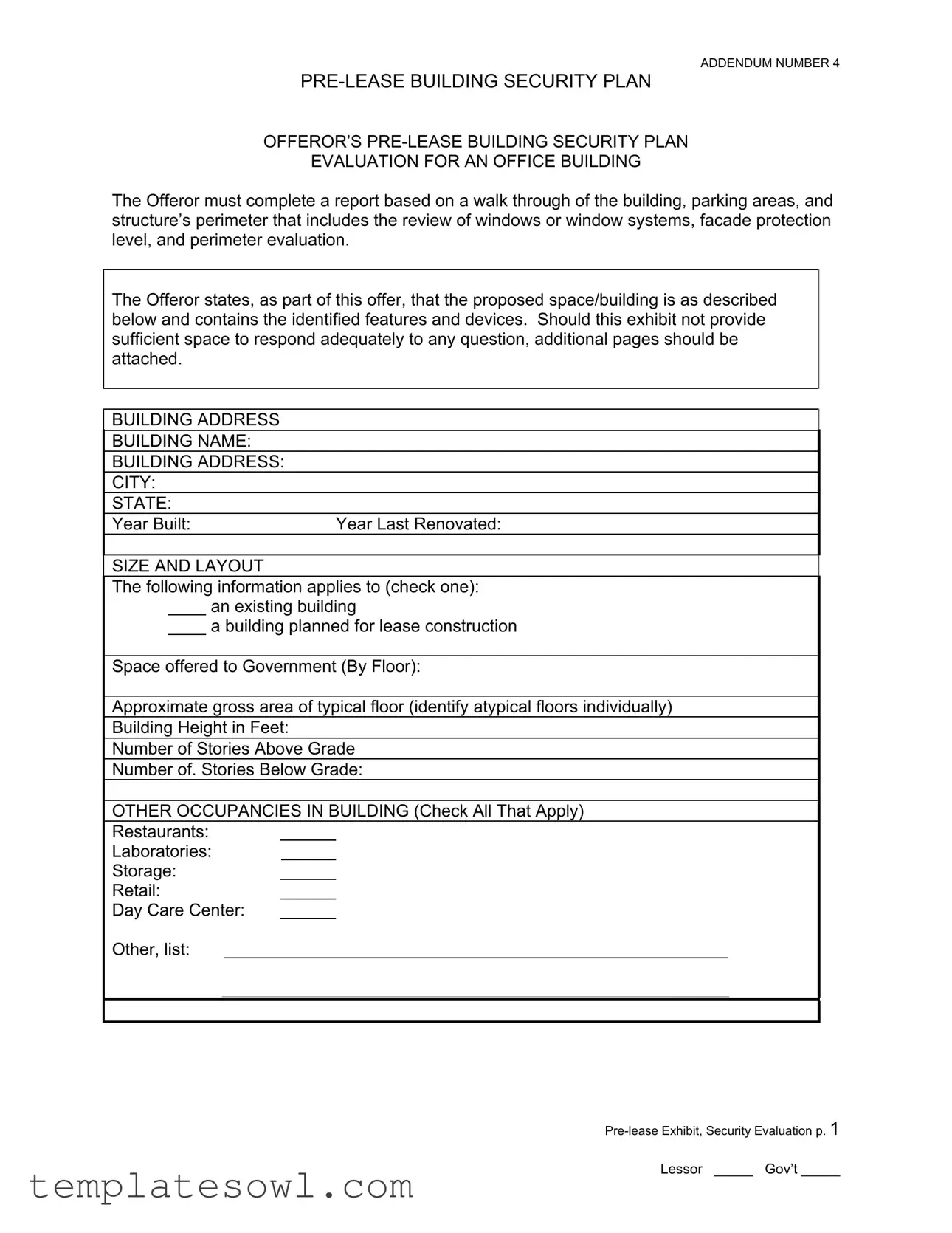 Fill Out Your Building Security Plan Form