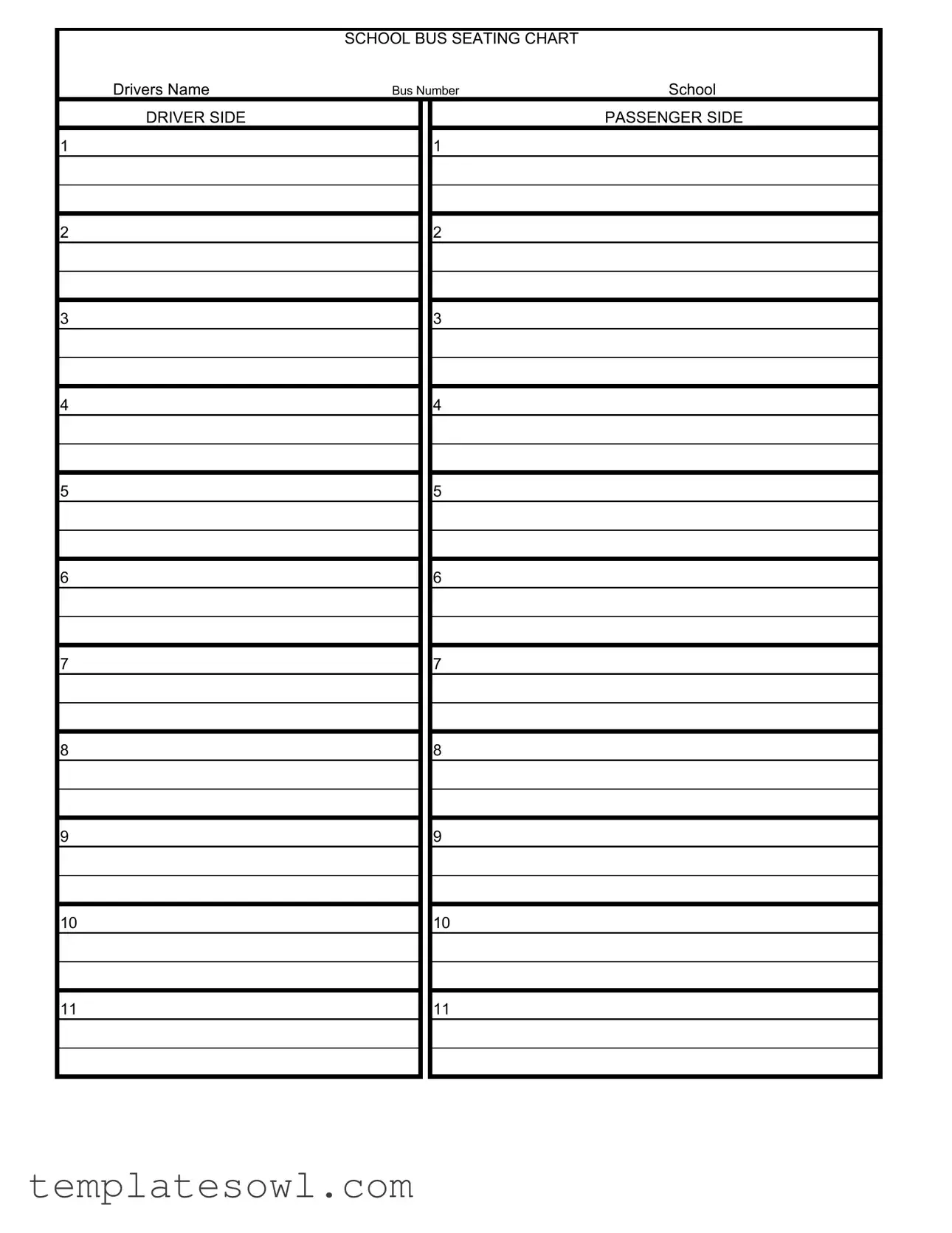 Fill Out Your Bus Seating Arrangement Form
