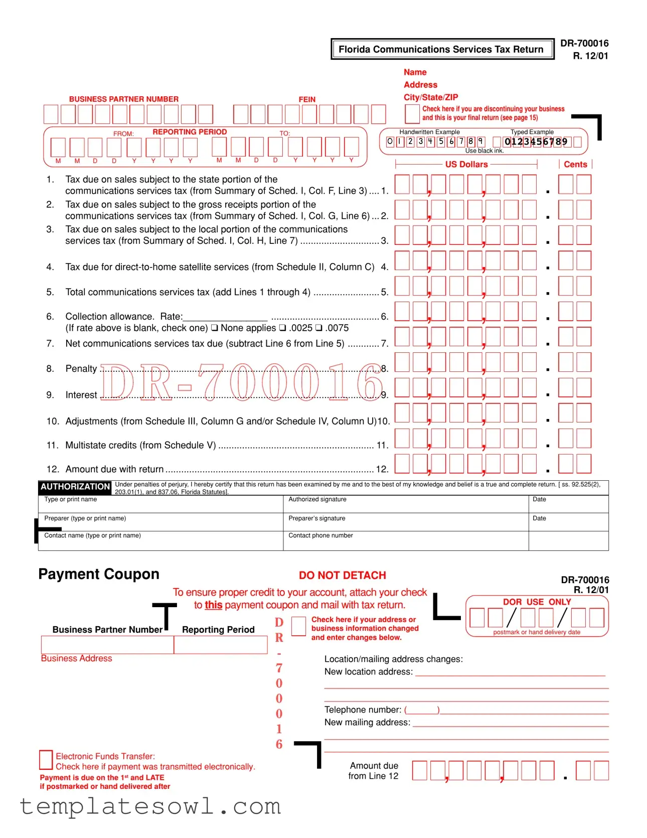Fill Out Your Business Partner Number Florida Form