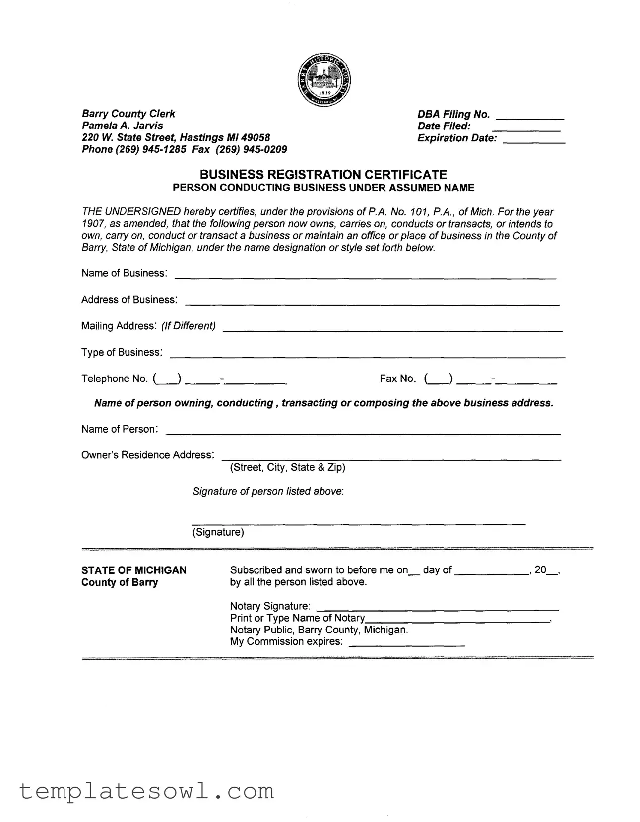 Fill Out Your Business Registration Certificate Form