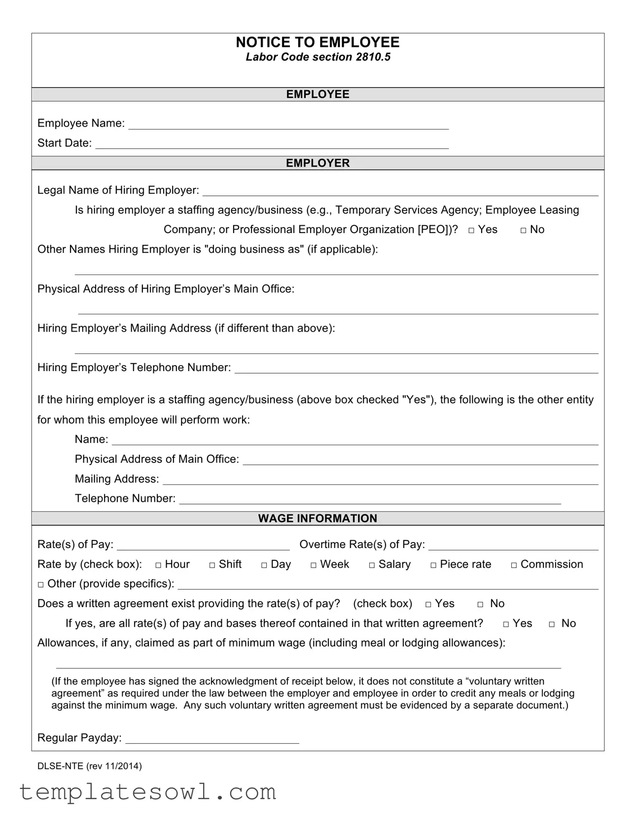 Fill Out Your Business To Employee Example Form