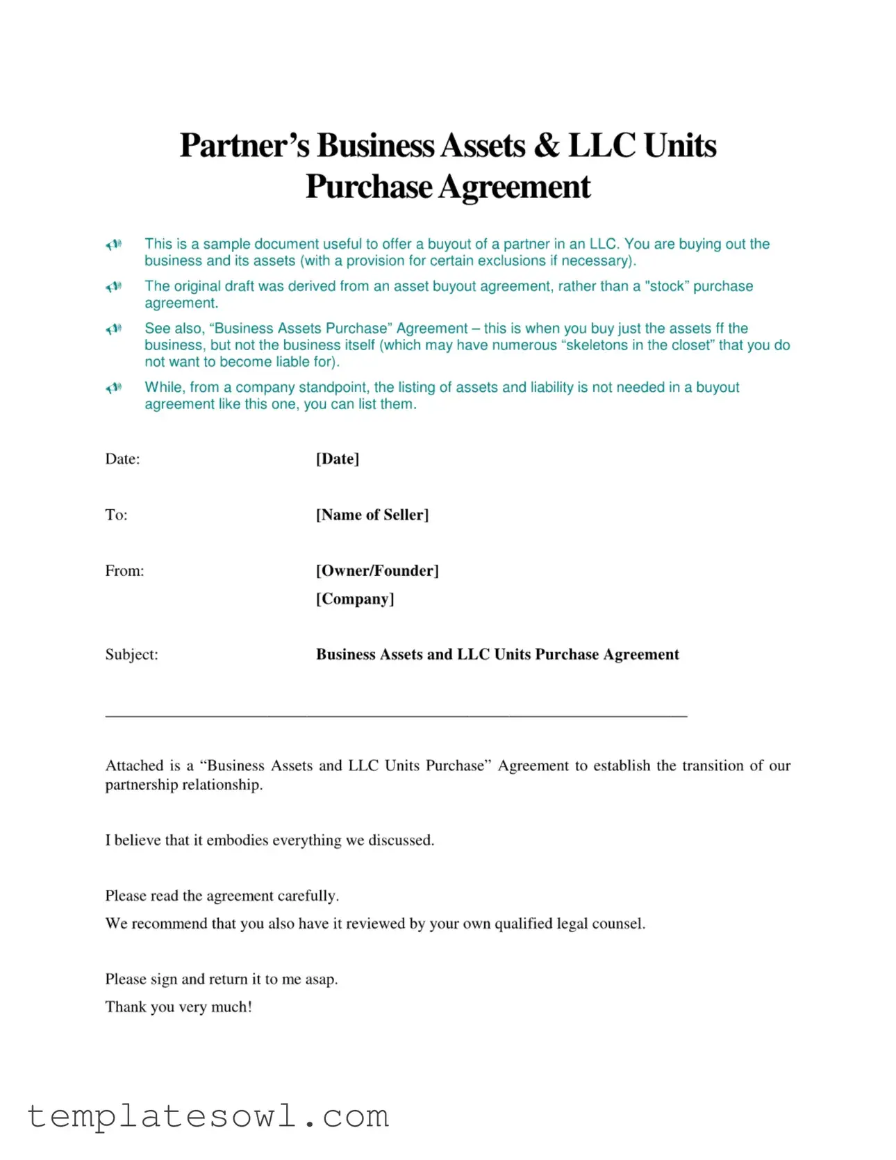 Fill Out Your Buyout Agreement Form