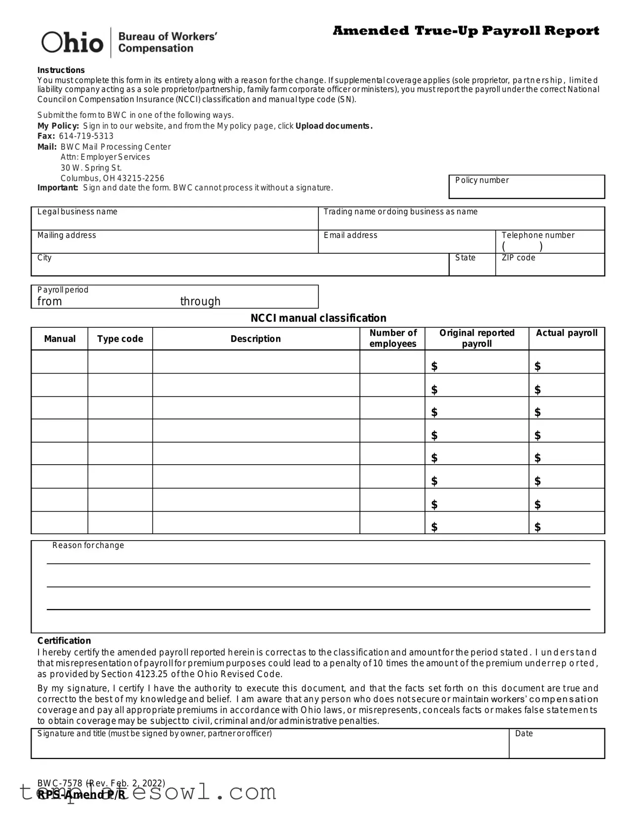 Fill Out Your Bwc 7578 Form