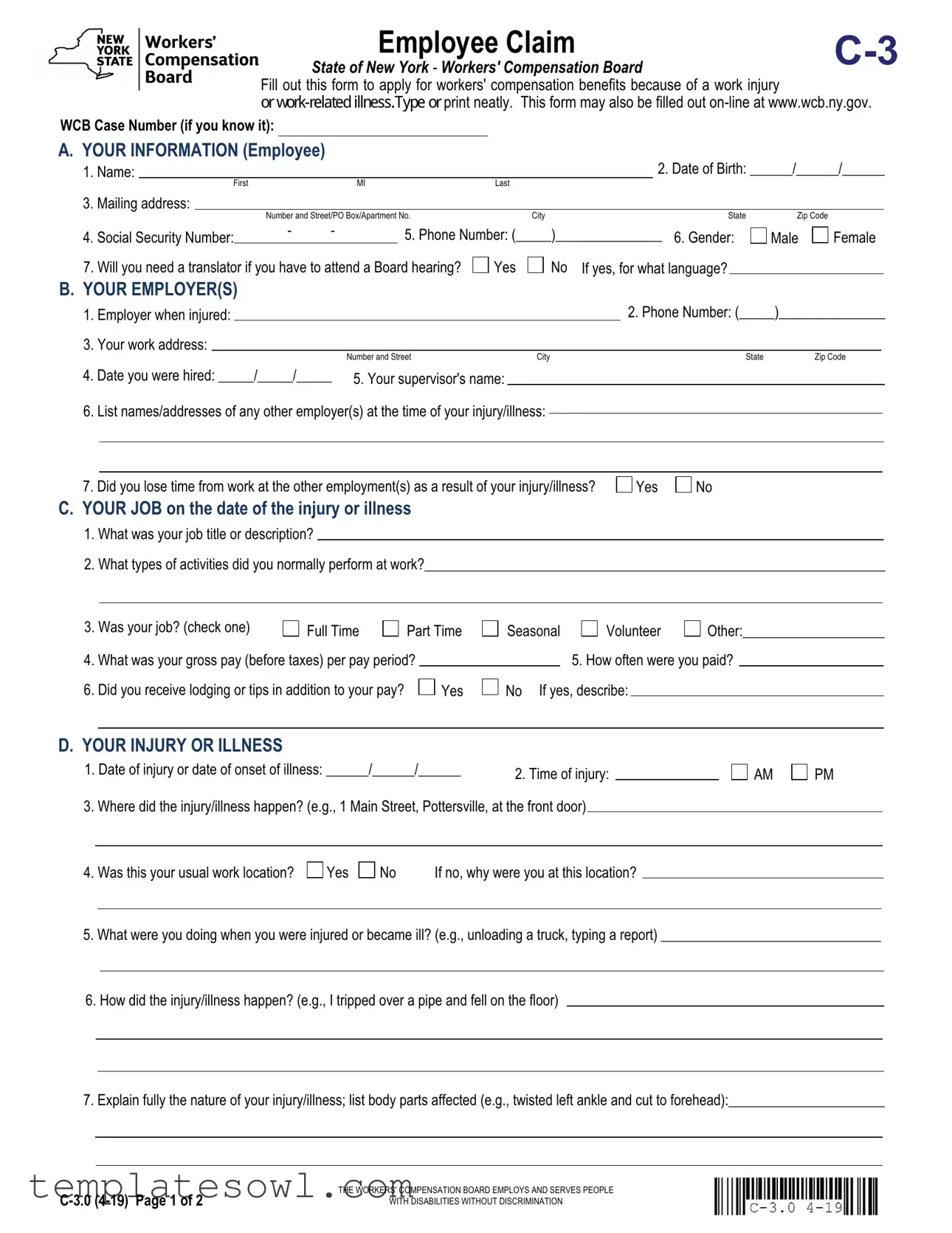 Fill Out Your C 3 Form