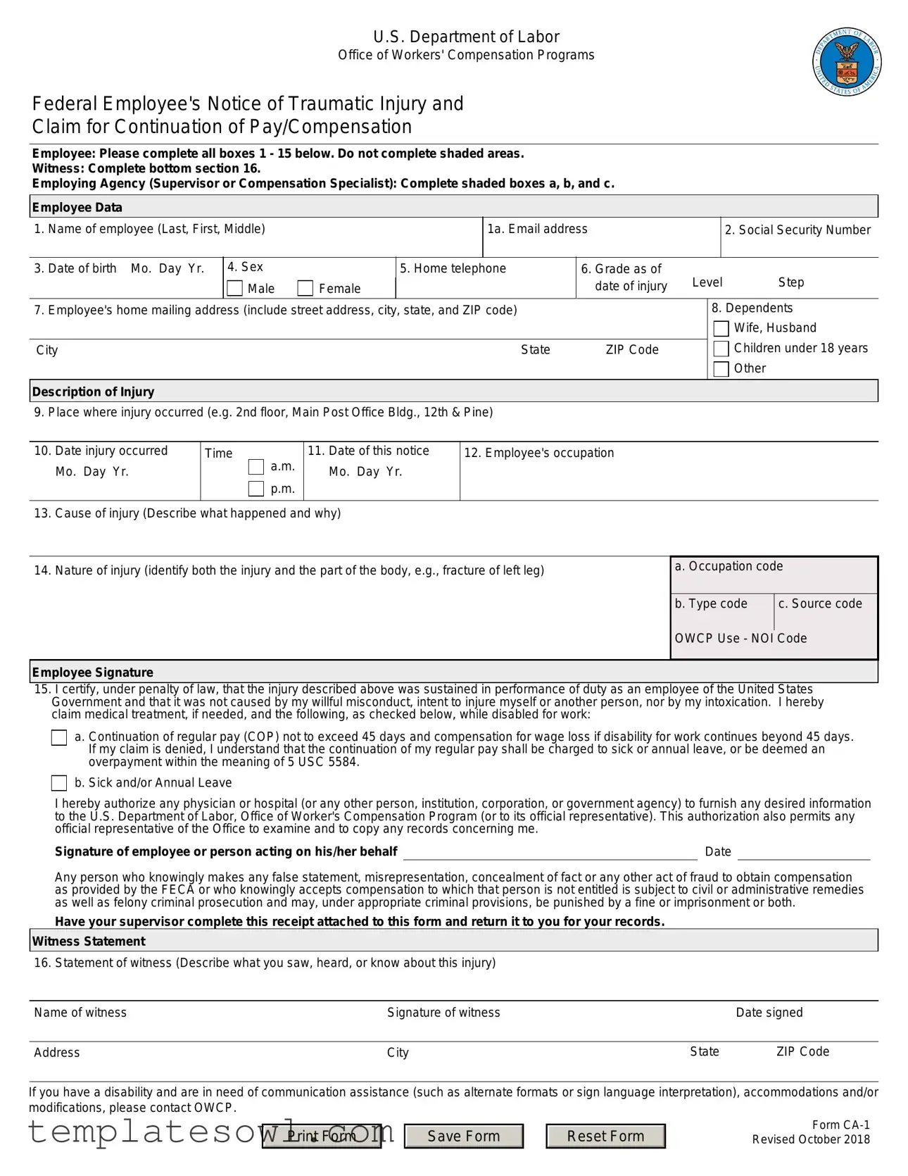 Fill Out Your Ca 1 Form