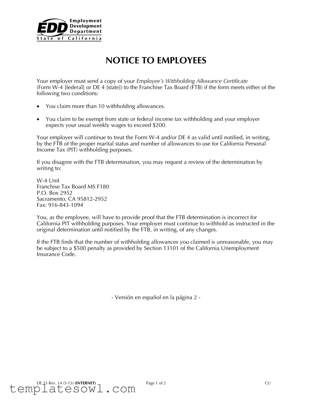 Fill Out Your Ca De35 Form