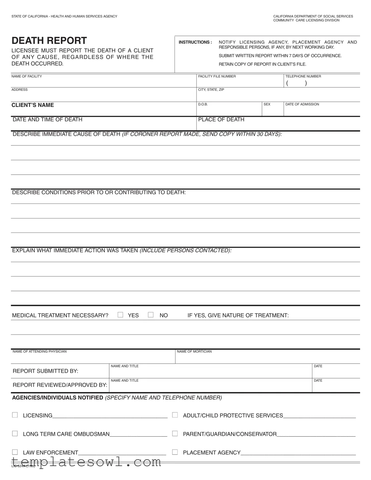 Fill Out Your Ca Death Report Form