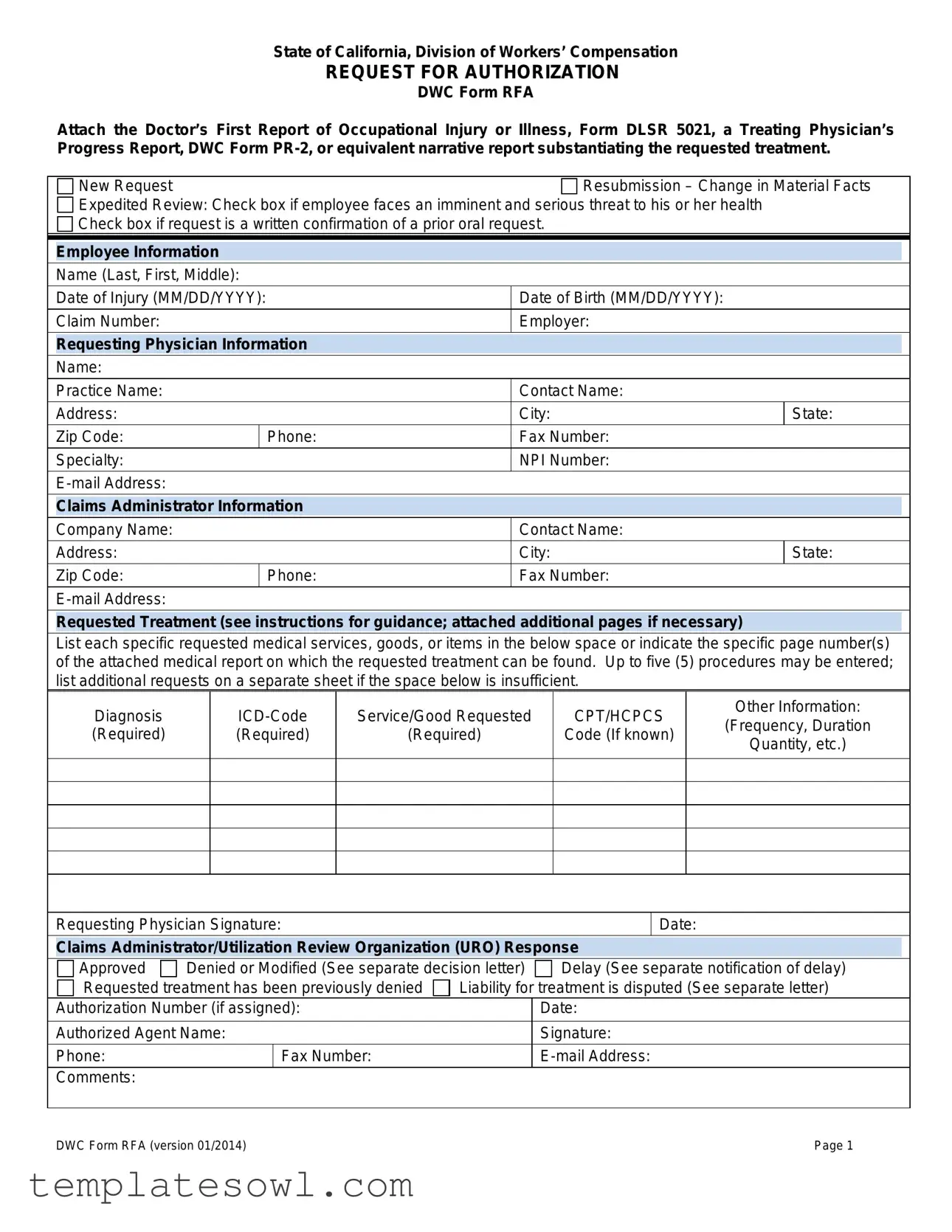 Fill Out Your Ca Rfa Form