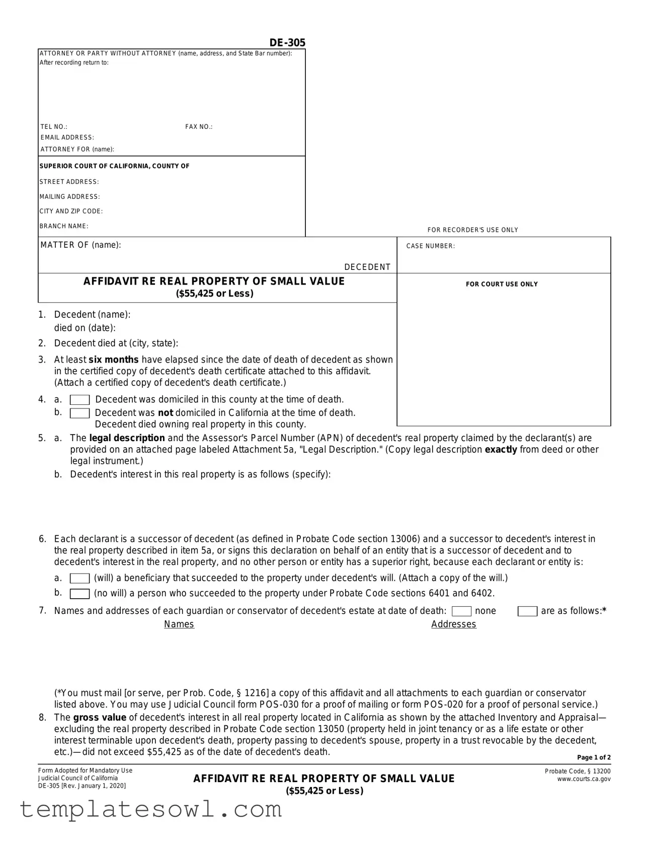 Fill Out Your California De 305 Form