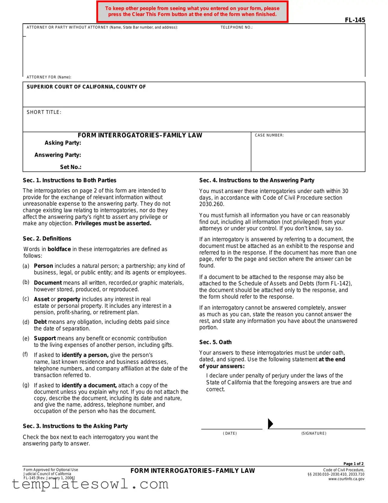 Fill Out Your California Fl 145 Form