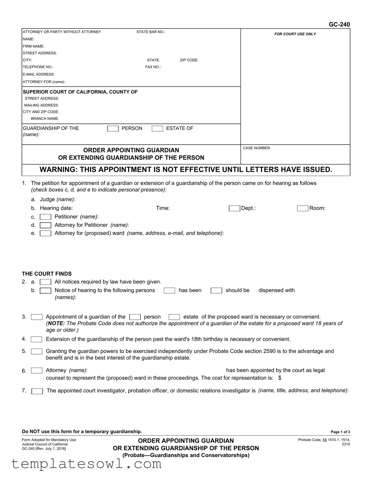 Fill Out Your California Gc 240 Form