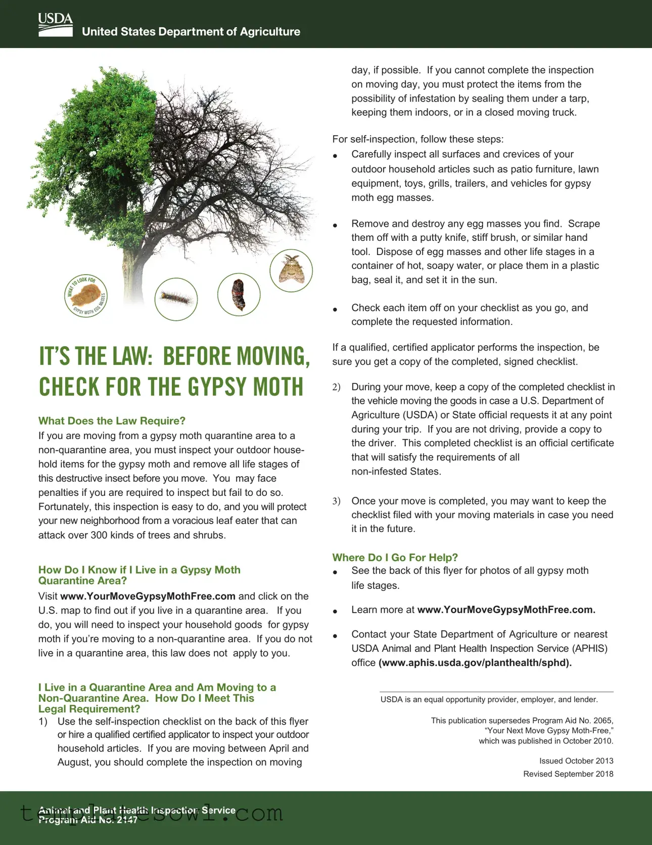 Fill Out Your California Gypsy Moth Checklist Form