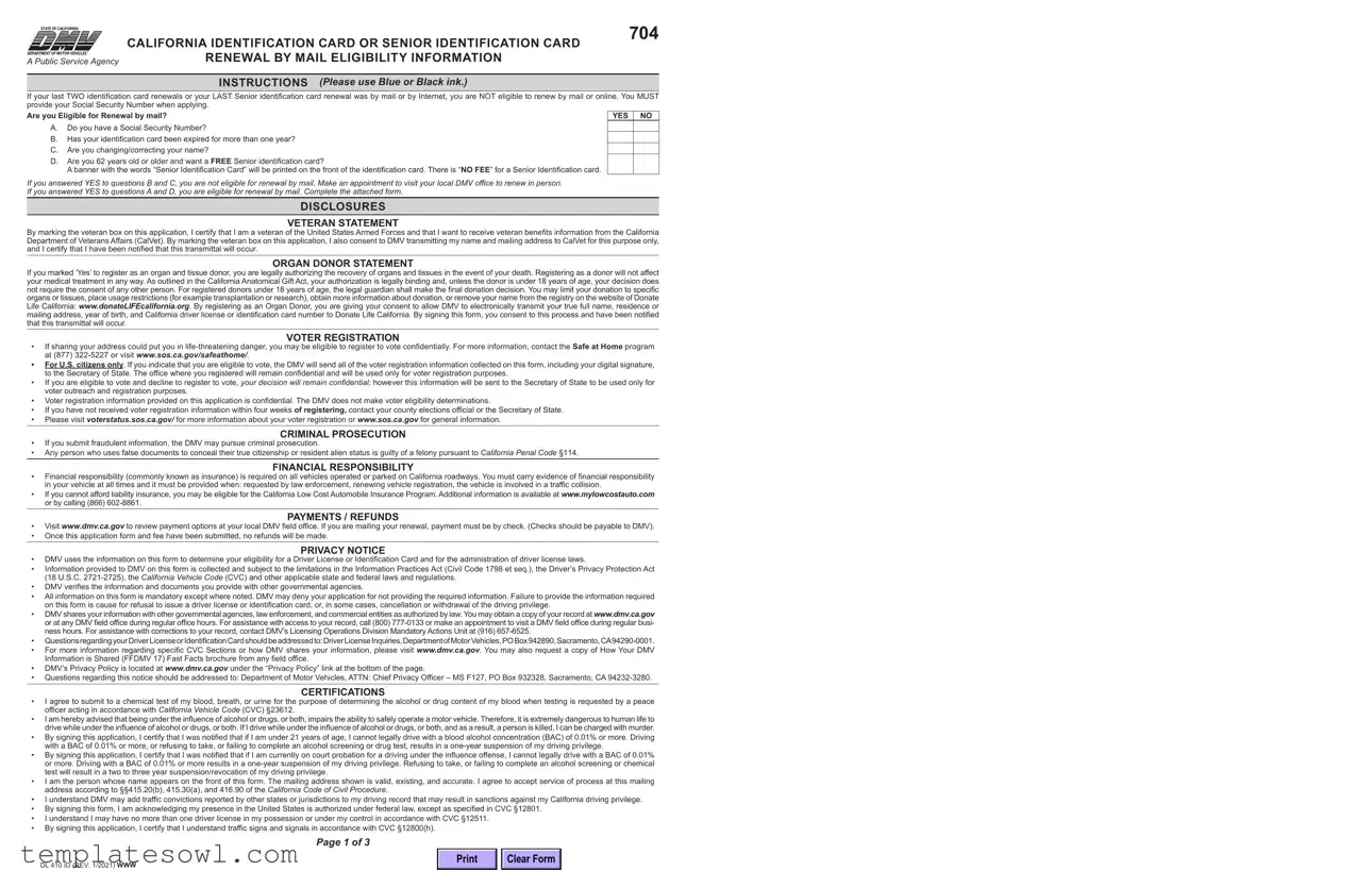 Fill Out Your California Id Card Form