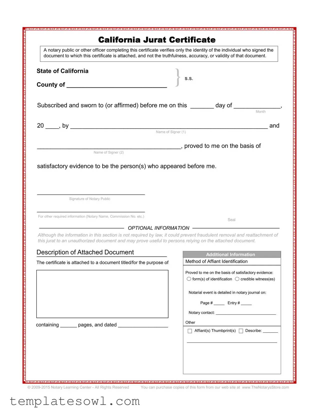 Fill Out Your California Jurat Form