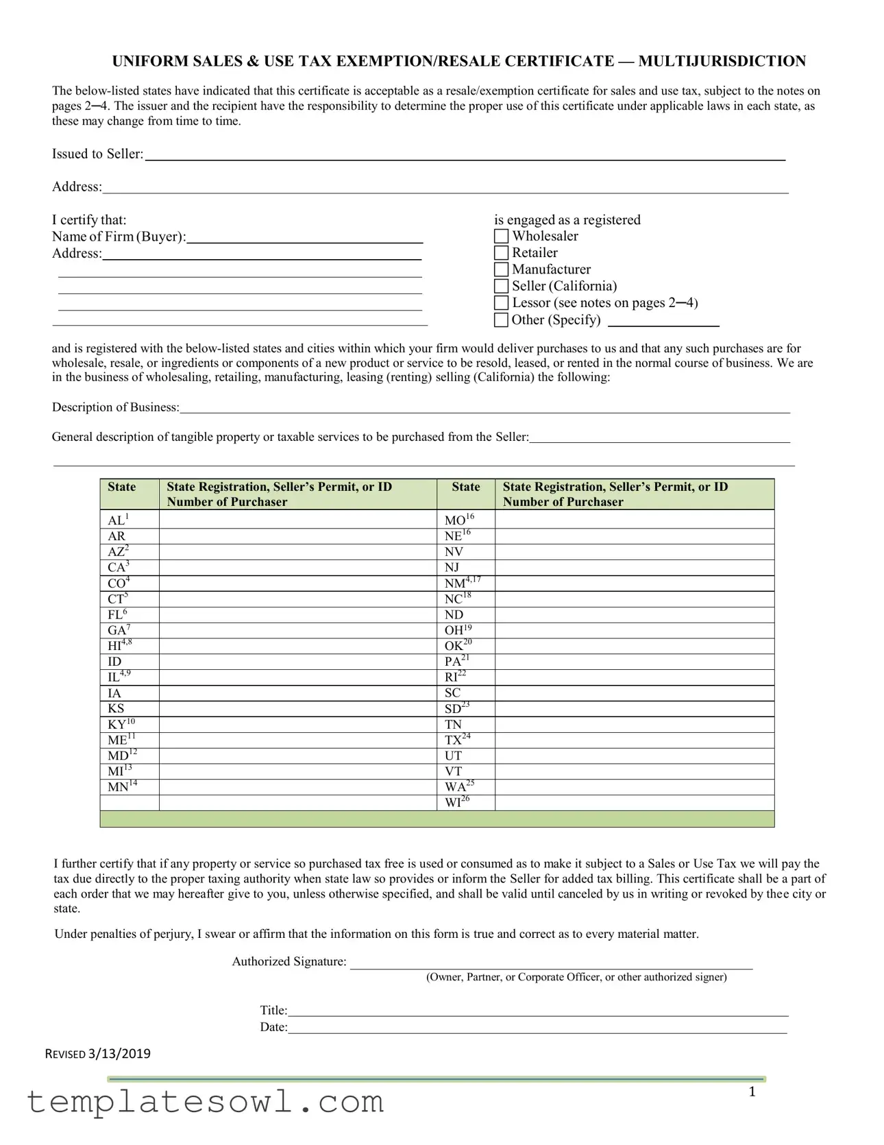 Fill Out Your California Sales Tax Certificate Form