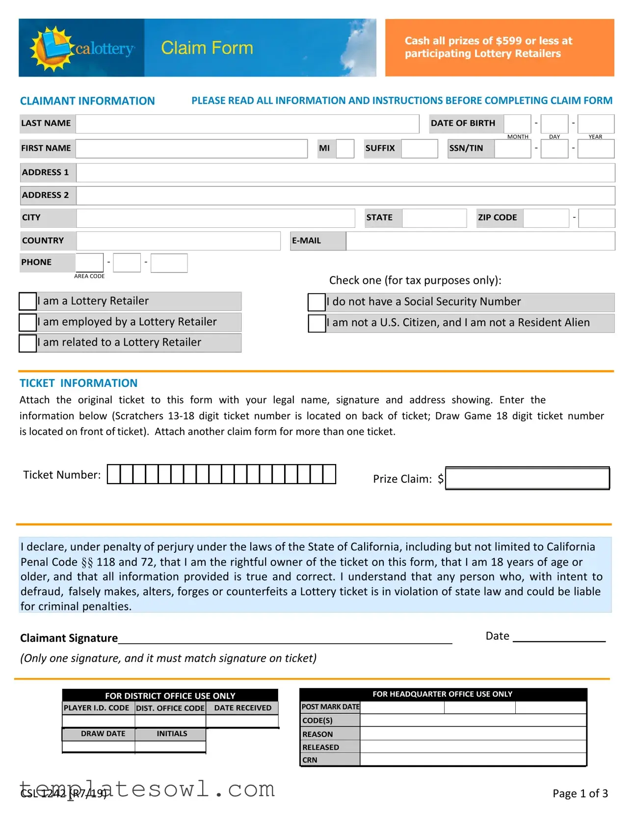 Fill Out Your California Scratchers Form