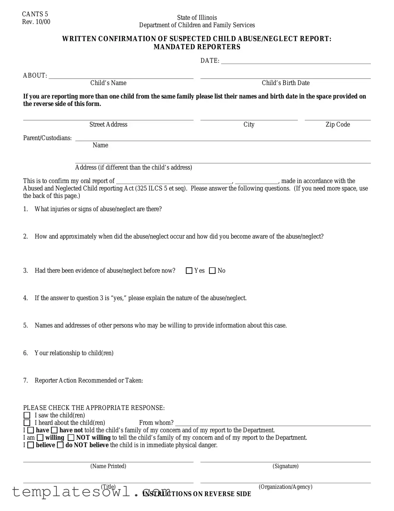 Fill Out Your Cants 5 Form
