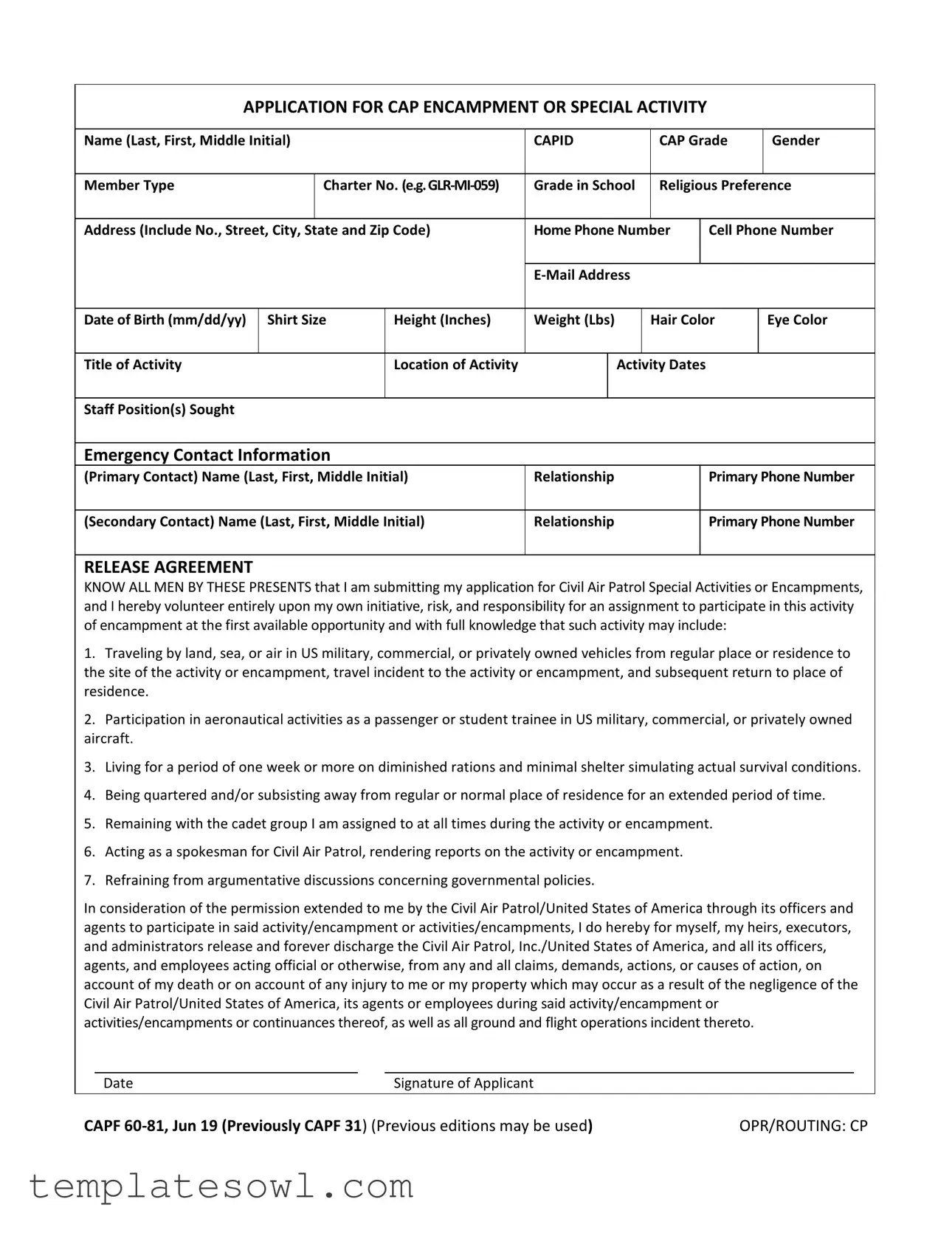 Fill Out Your Cap 31 Form