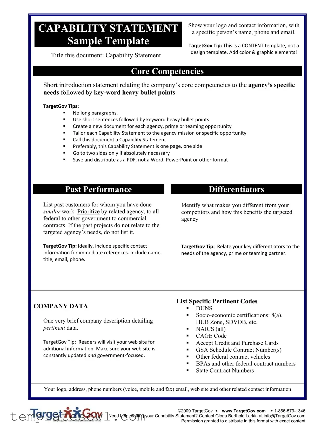 Fill Out Your Capability Statement Form