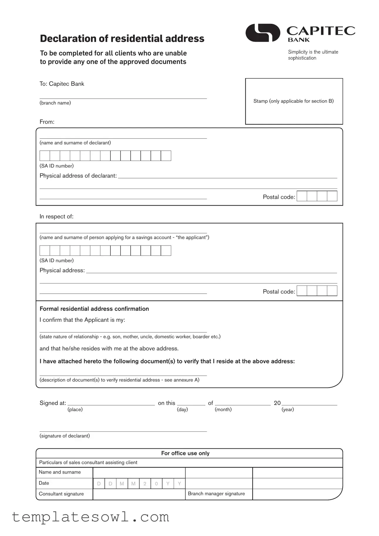 Fill Out Your Capitec Bank Opening Form