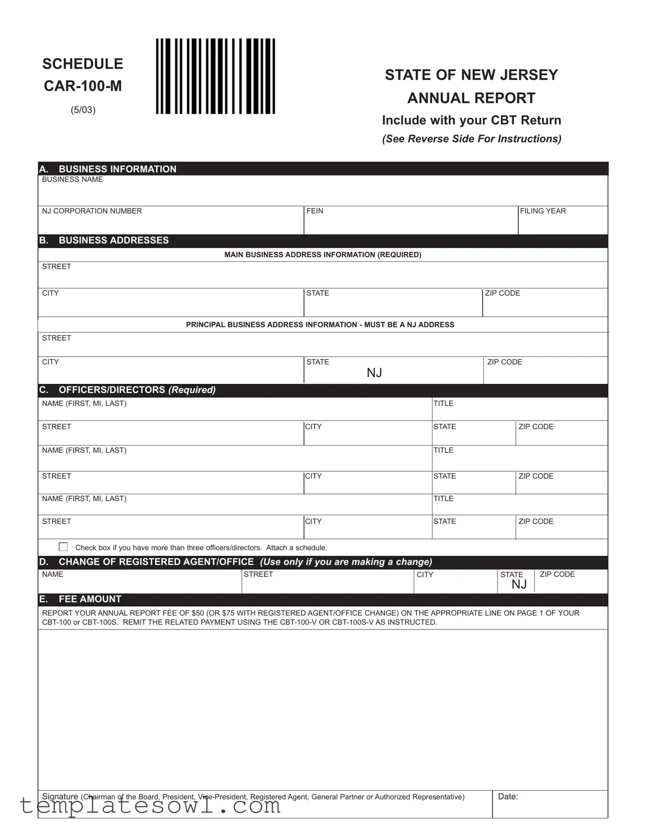 Fill Out Your Car 100 M Form