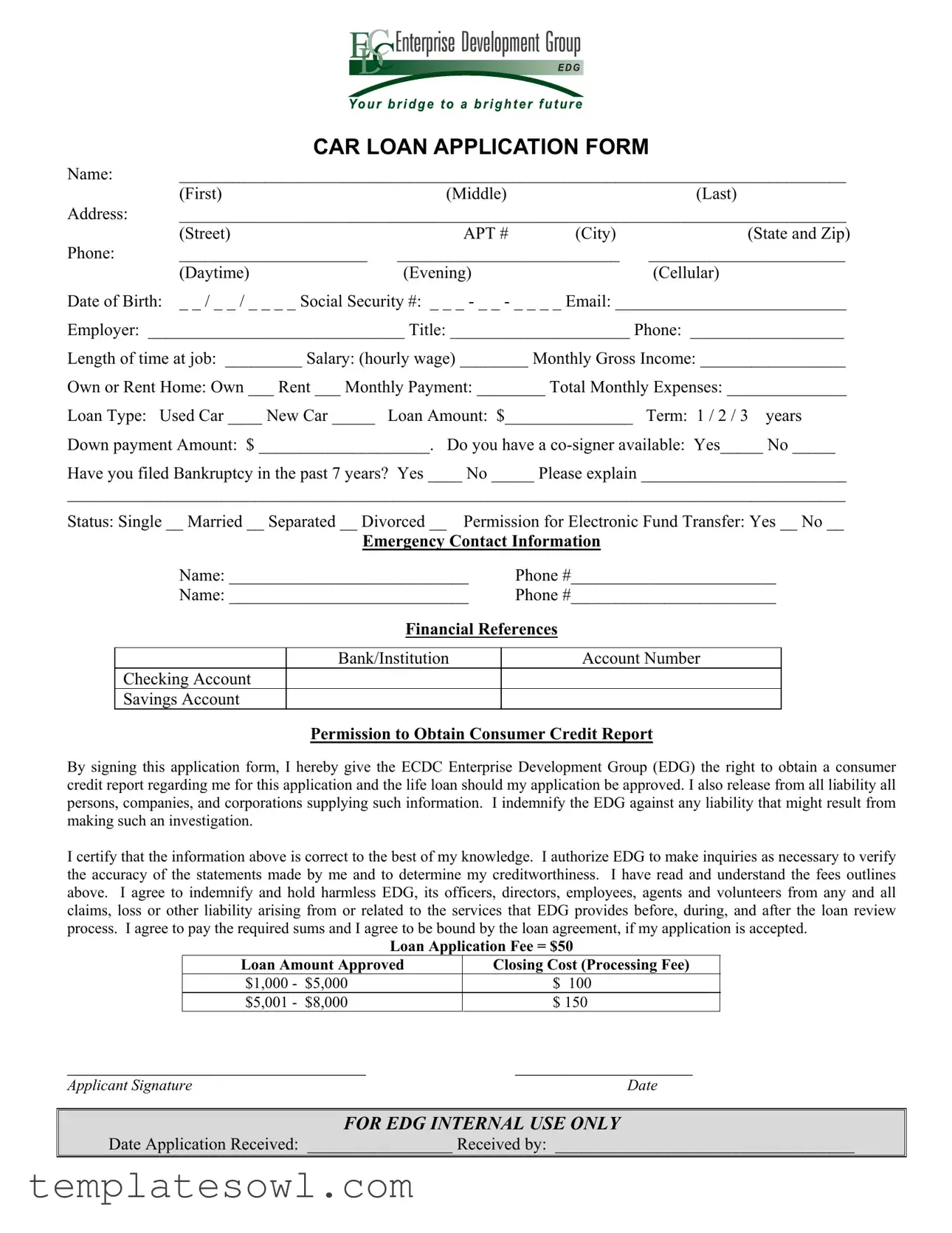 Fill Out Your Car Loan Application Form
