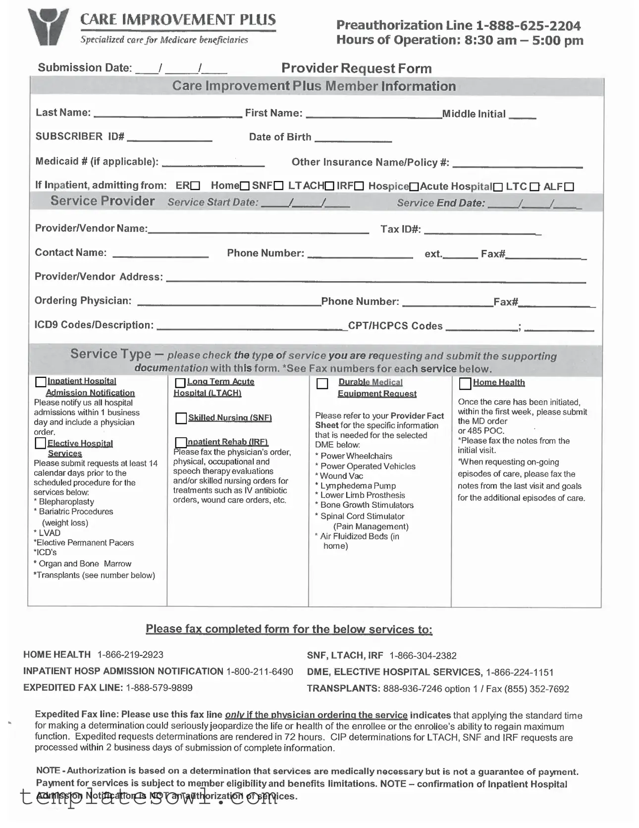 Fill Out Your Care Improvement Plus Authorization Form