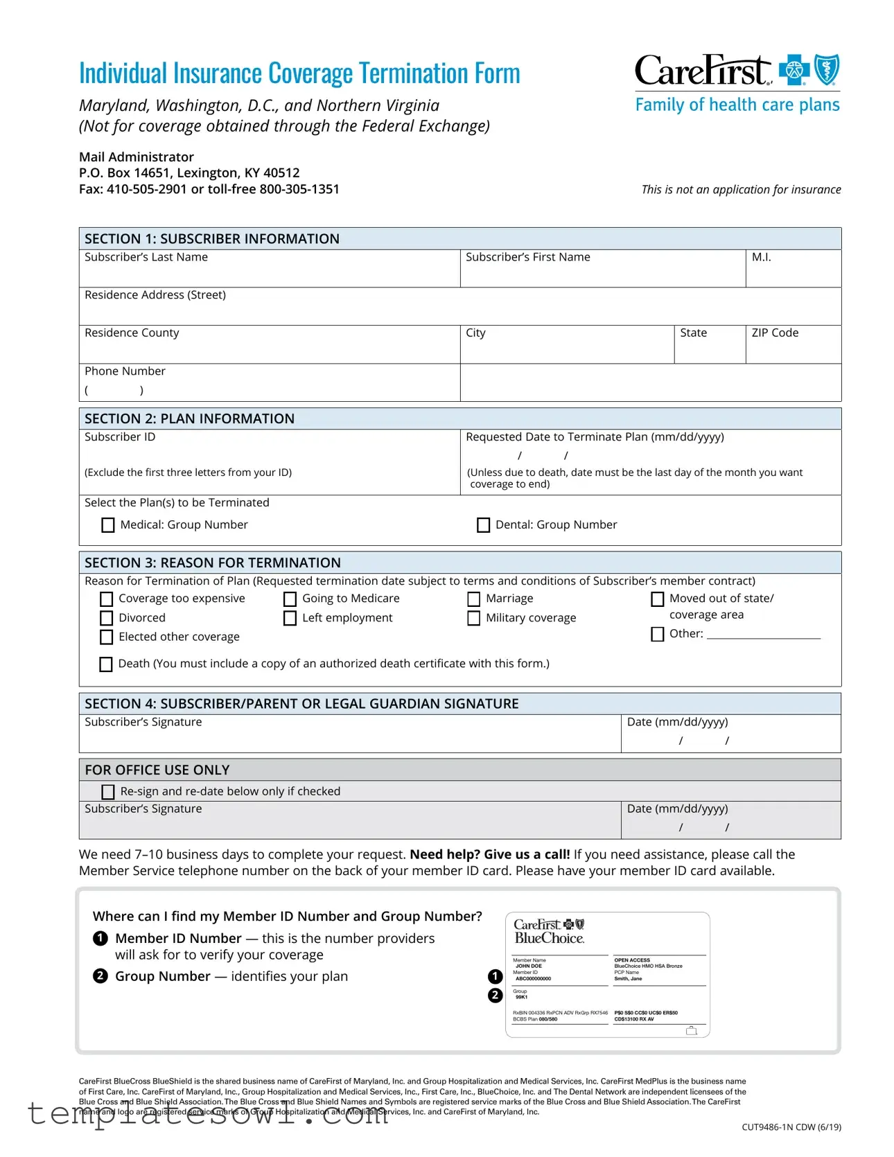 Fill Out Your Carefirst Cancellation Form