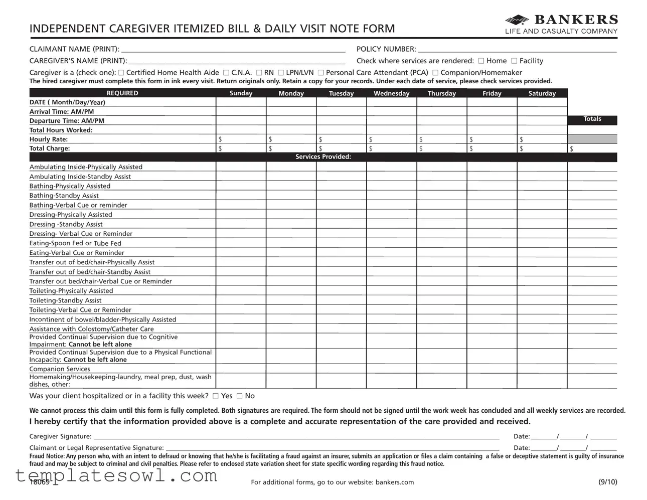 Fill Out Your Caregiver Daily Log Form