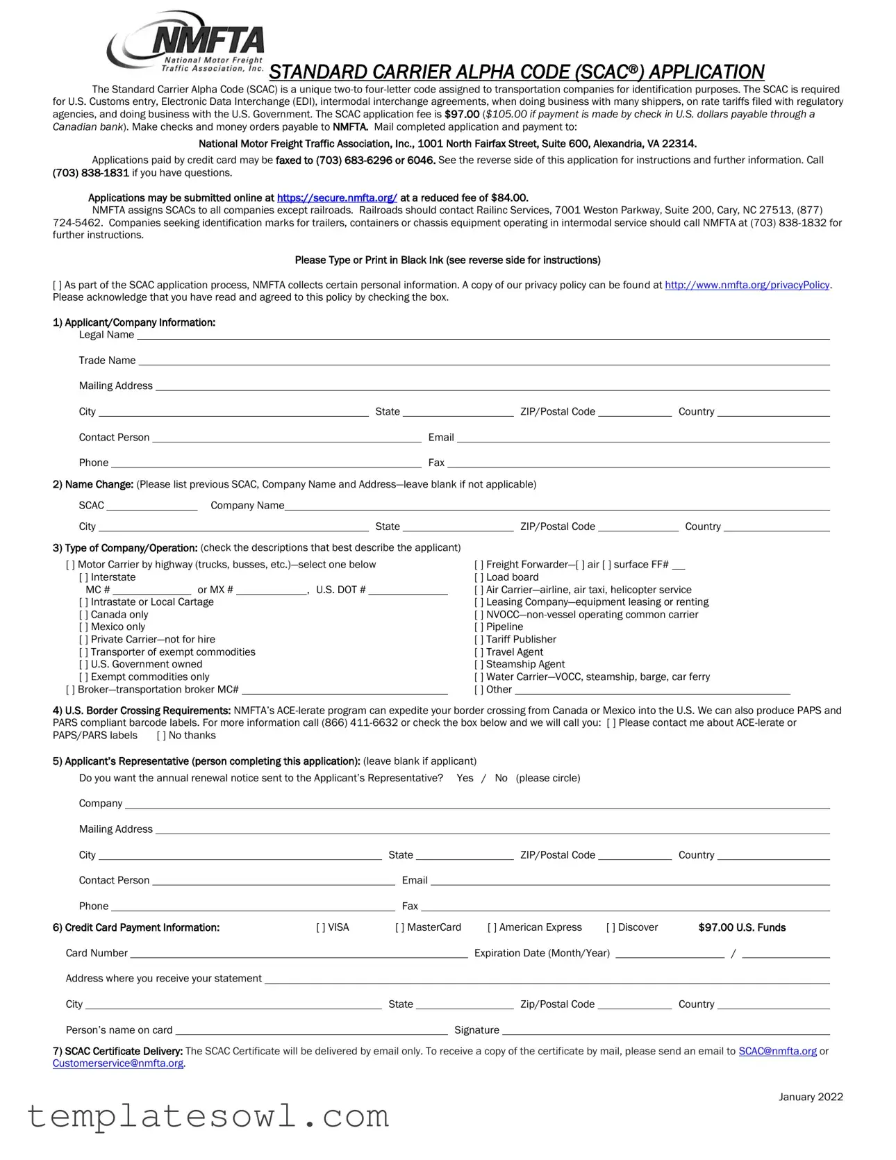 Fill Out Your Carrier Alpha Code Scac Form