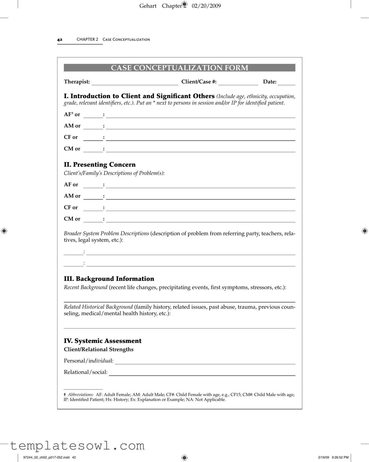 Fill Out Your Case Conceptualization Form