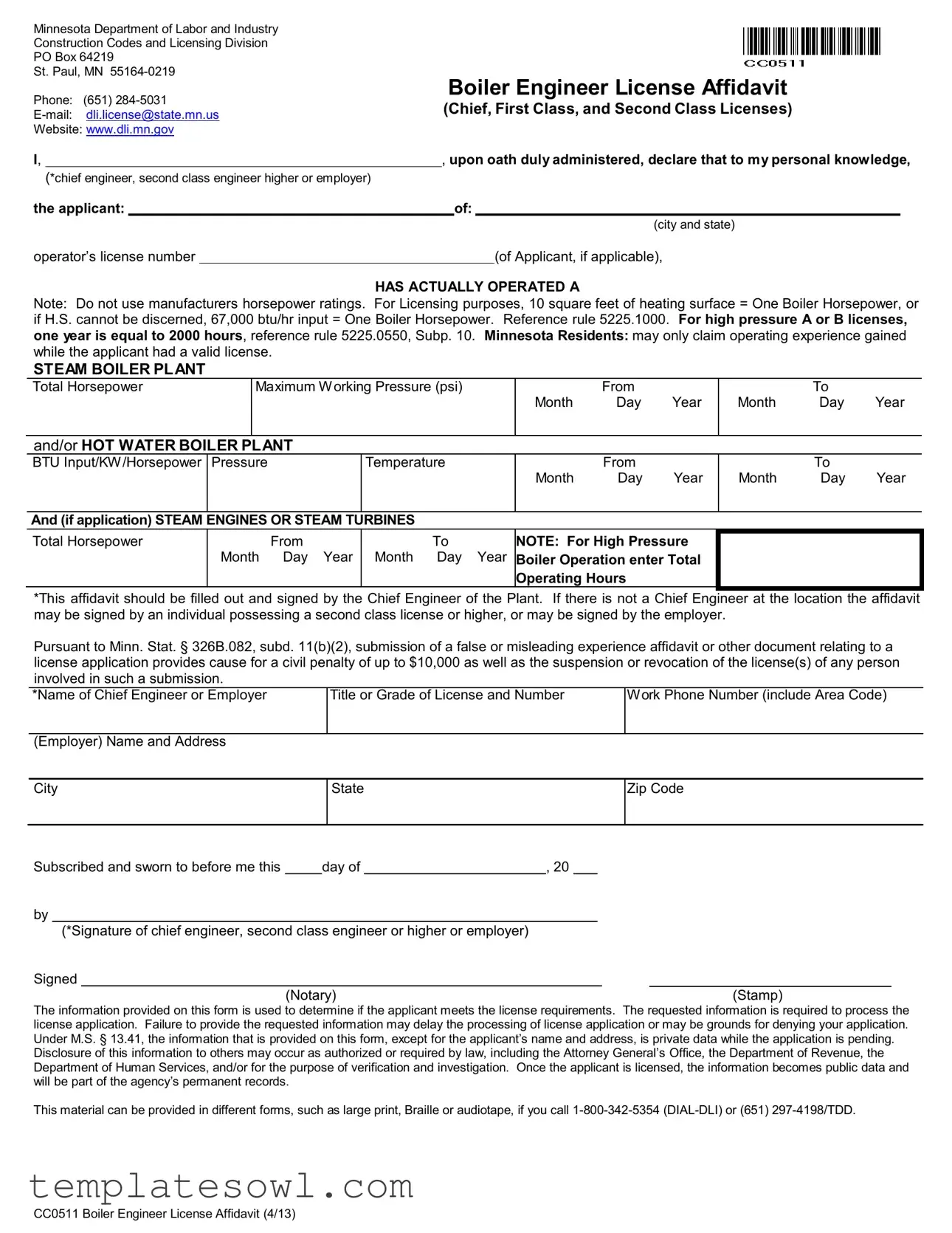 Fill Out Your Cc0511 Form