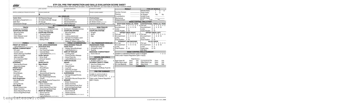 Fill Out Your Cdl Pretrip Exam Form