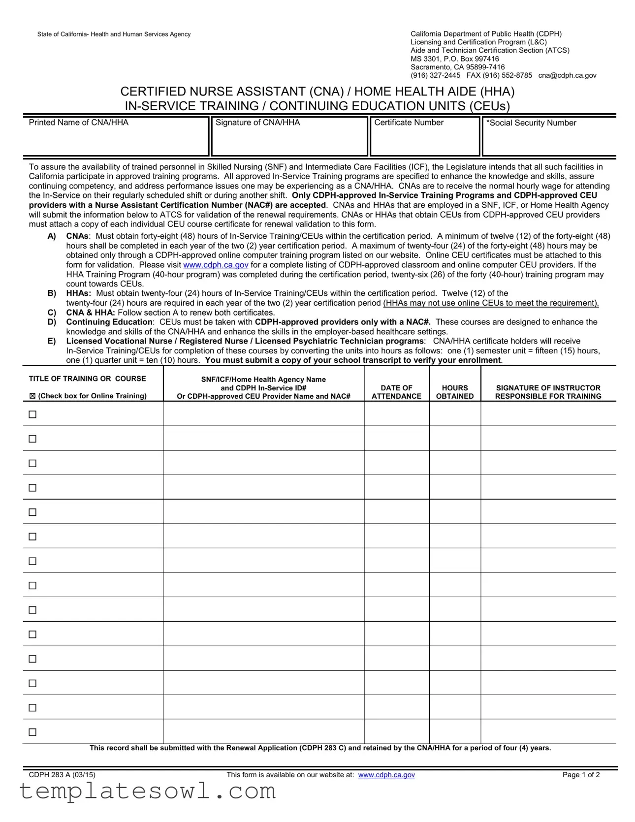 Fill Out Your Cdph 283 A Form