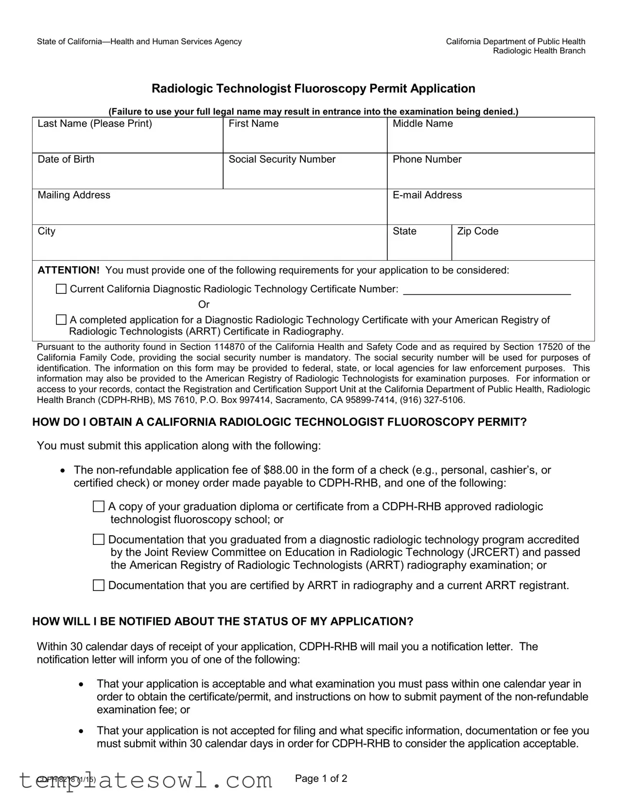 Fill Out Your Cdph 8218 Form